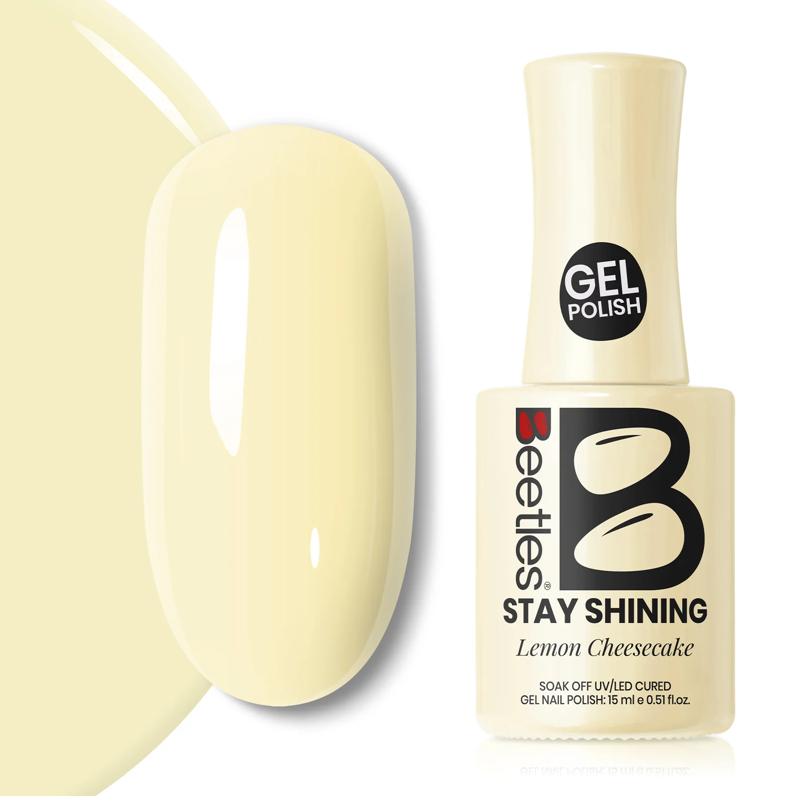 Beetles Stay Shining Collection Salon-Quality Gel Nail Polish - 15ml of Lemon Cheese
