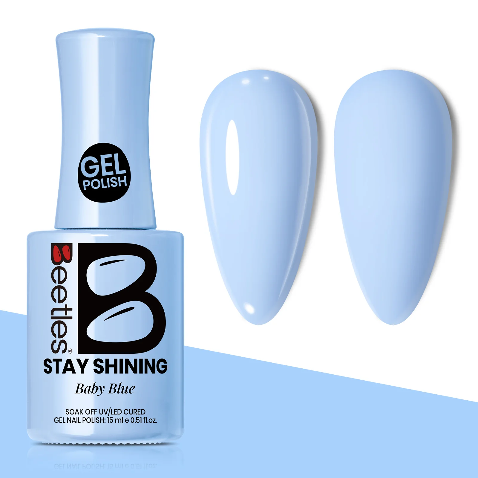 Beetles Stay Shining Collection Salon-Quality Gel Polish - 15ml of Baby Blue - Image 3