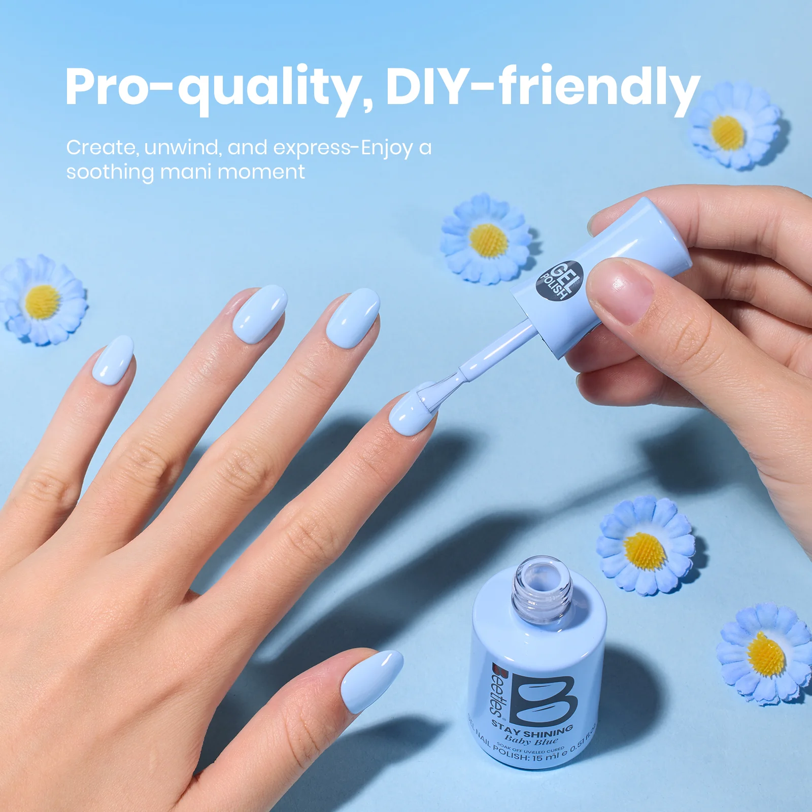 Beetles Stay Shining Collection Salon-Quality Gel Polish - 15ml of Baby Blue - Image 7