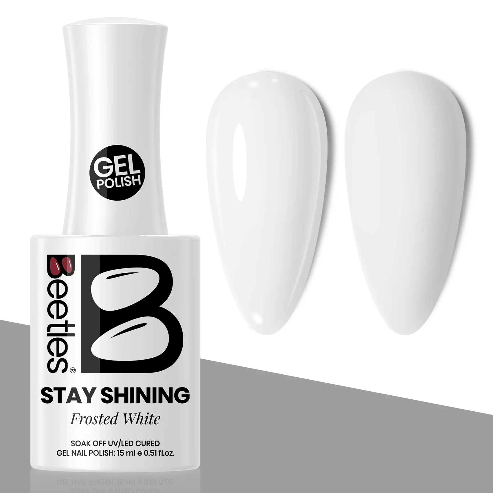 Beetles Stay Shining Collection Salon-Quality Gel Nail Polish - 15ml of Frosted White - Image 3