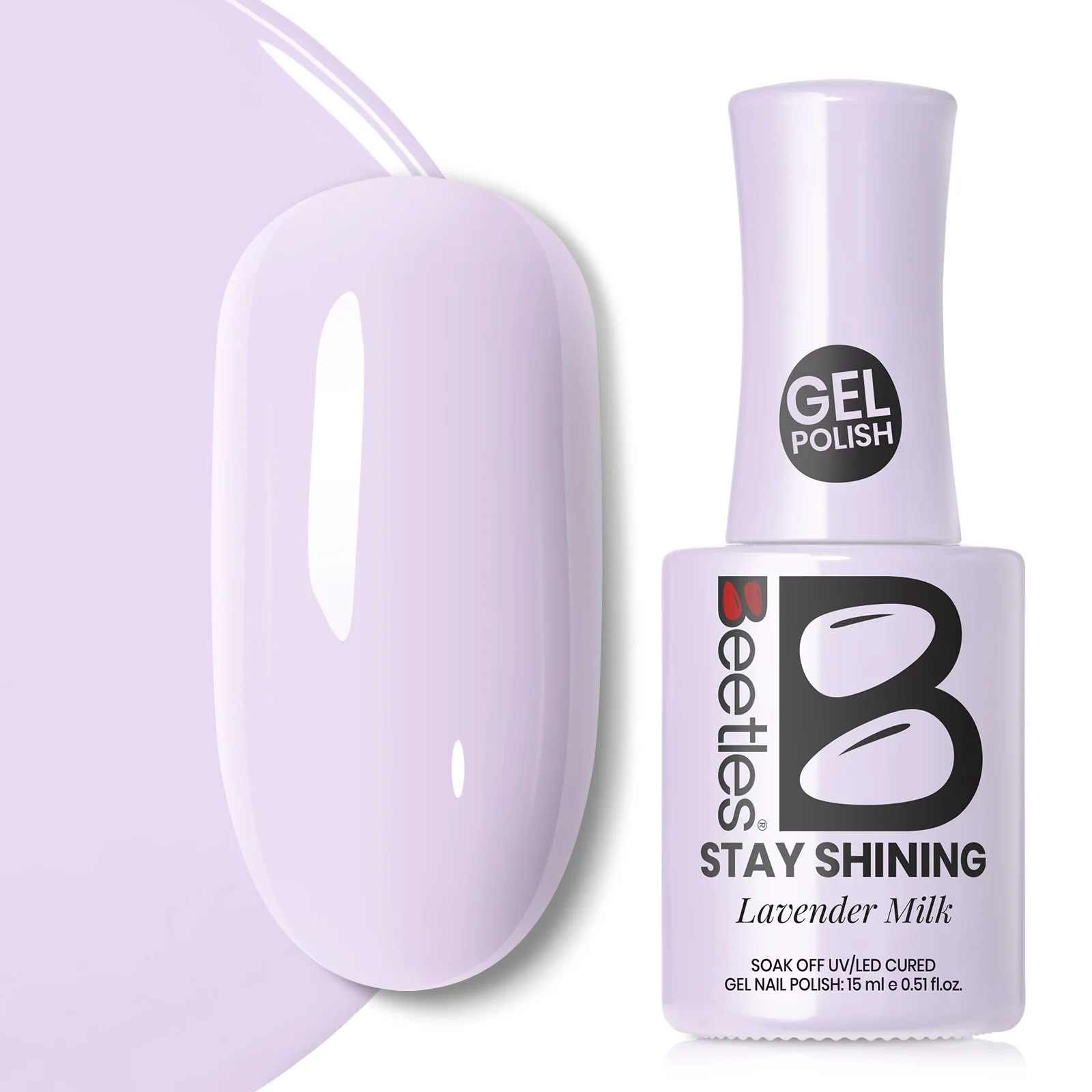 Beetles Stay Shining Collection Salon-Quality Gel Nail Polish - 15ml of Lavender Milk