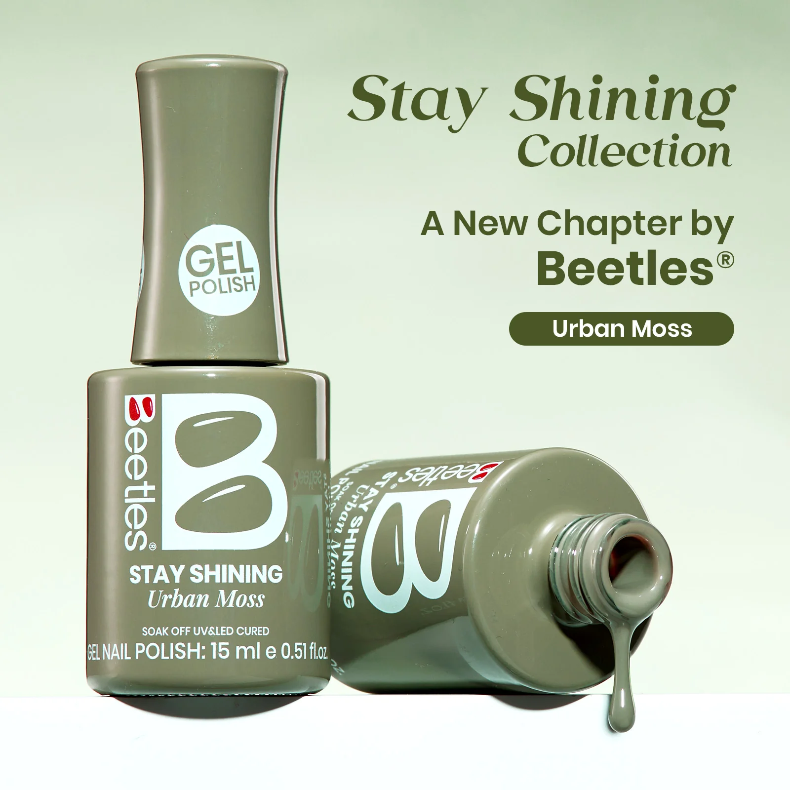 Beetles Stay Shining Collection Salon-Quality Gel Nail Polish - 15ml of Urban Moss - Image 7