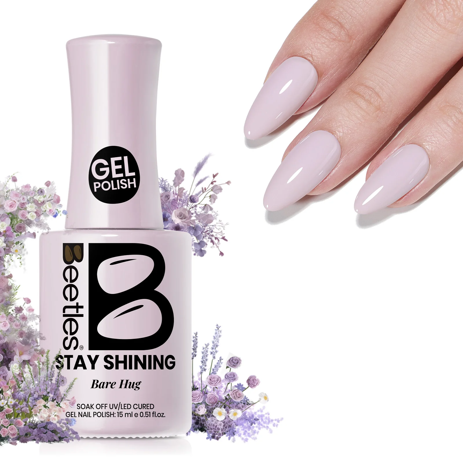 Beetles Stay Shining Collection Salon-Quality Gel Nail Polish- 15ml of Bare Hug - Image 2