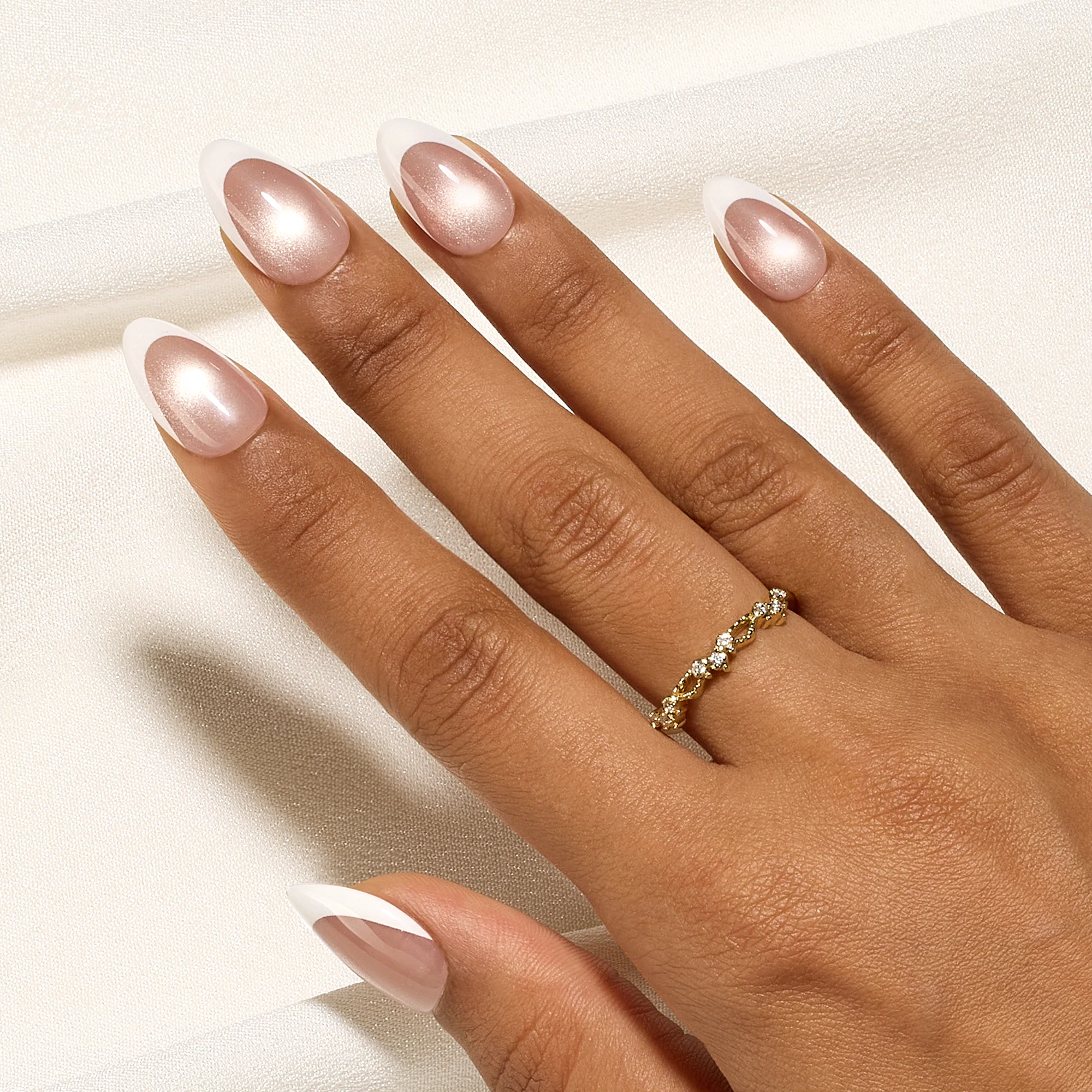 Beetles Stay Shining Glassy Amber French Press On Nails Short Almond 160 PCS - Image 3
