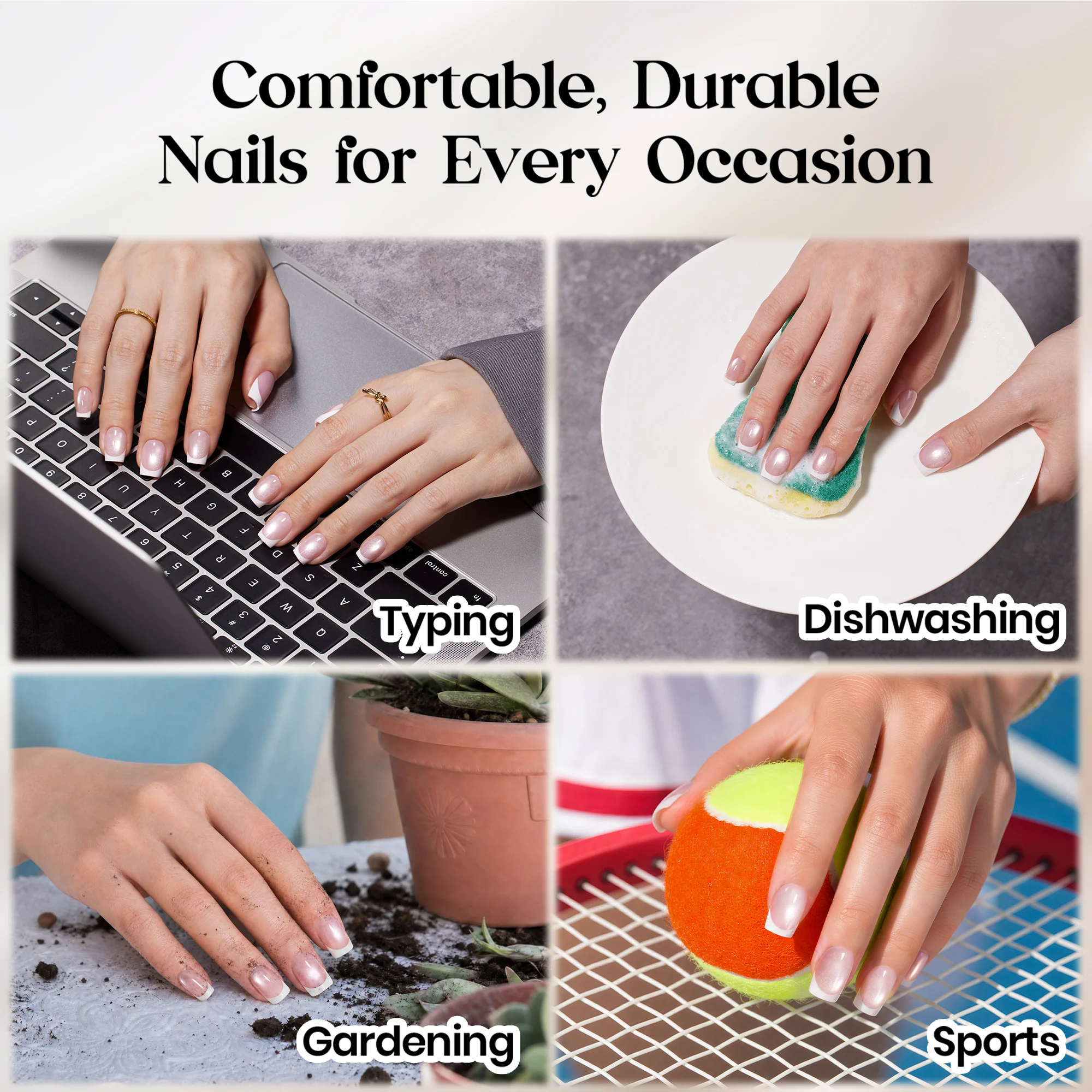 Beetles Stay Shining Glassy Amber French Press On Nails Short Almond 160 PCS - Image 8