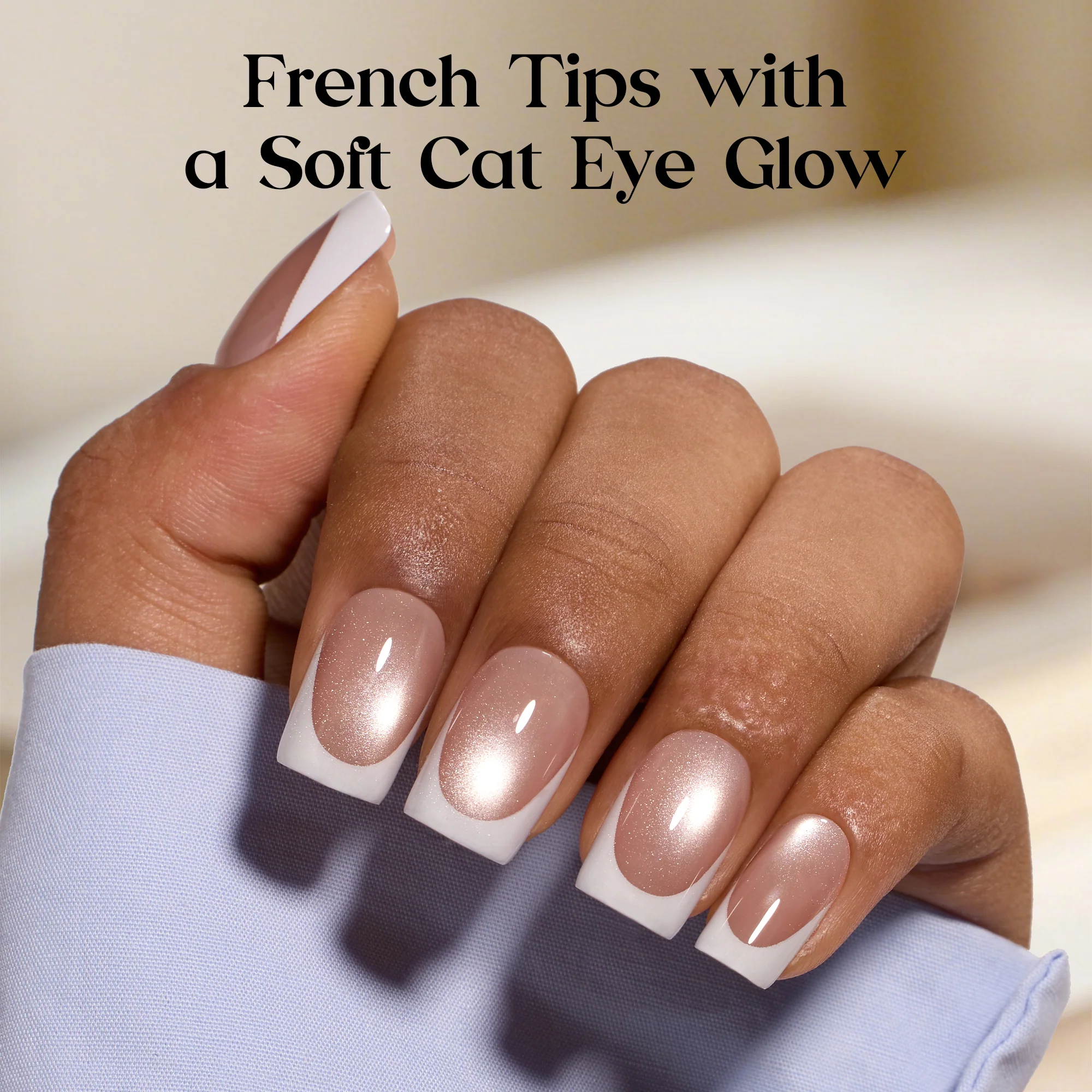 Beetles Stay Shining Glassy Amber French Press On Nails Short Squoval 32Pcs - Image 2