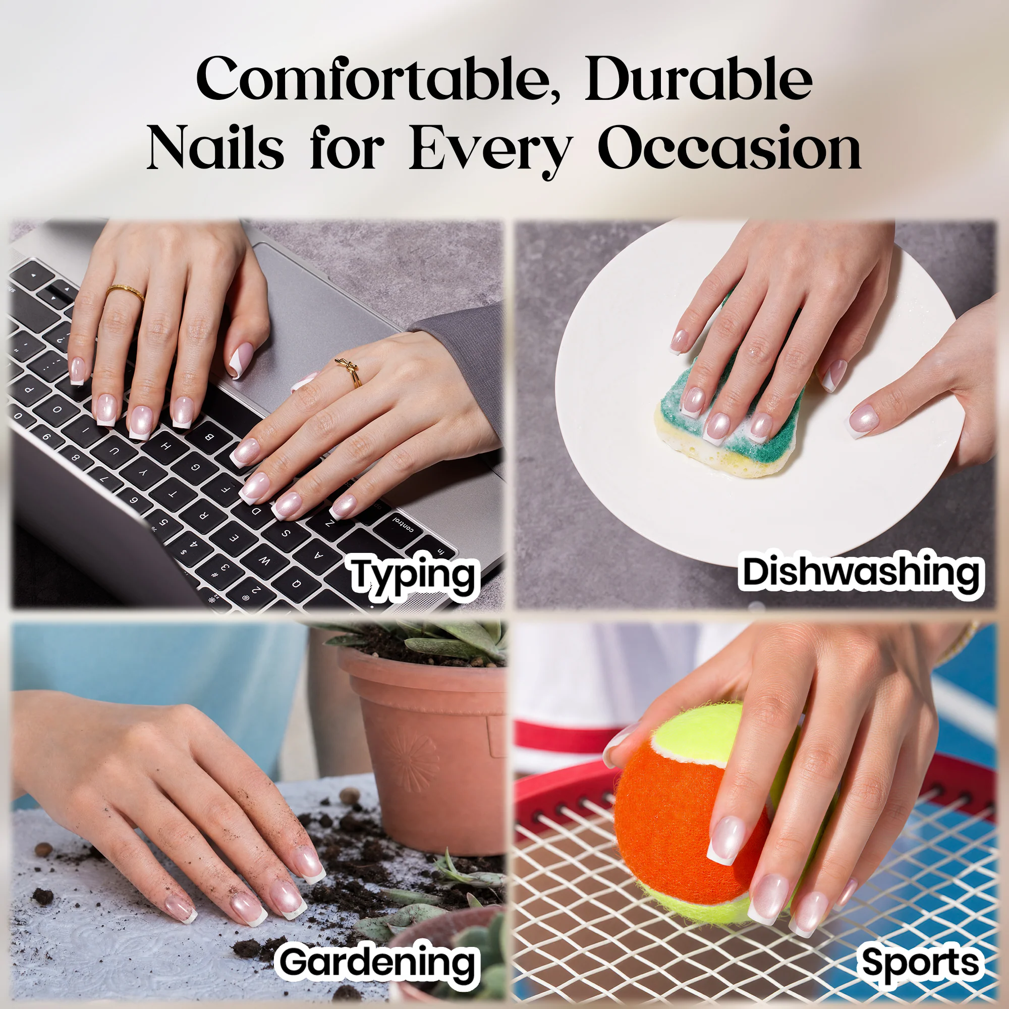 Beetles Stay Shining Glassy Amber French Press On Nails Short Squoval 32Pcs - Image 7