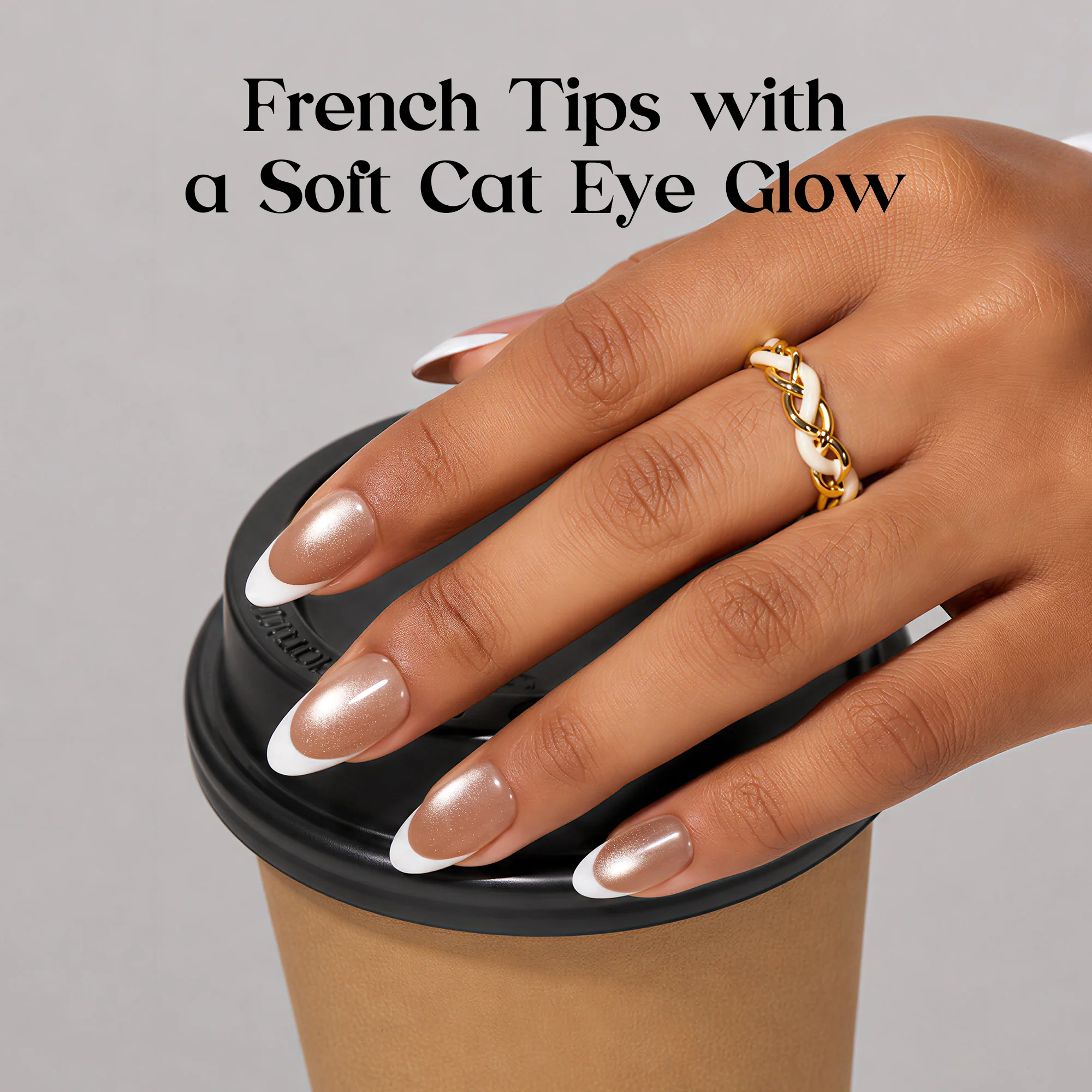 Beetles Stay Shining Glassy Blush French Press On Nails Medium Almond 32Pcs - Image 3