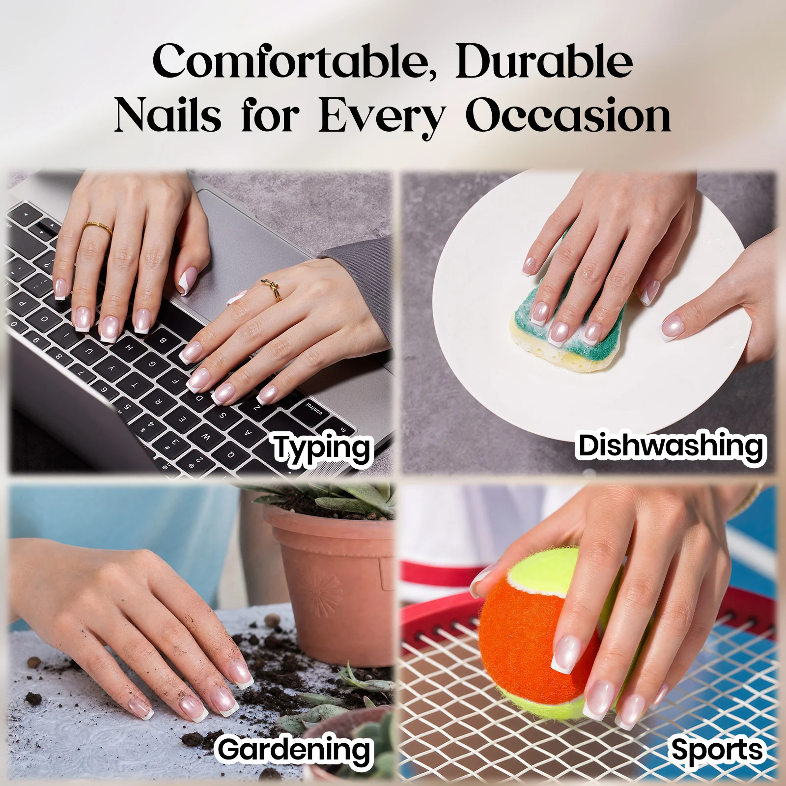 Beetles Stay Shining Glassy Blush French Press On Nails Short Almond 32Pcs - Image 10