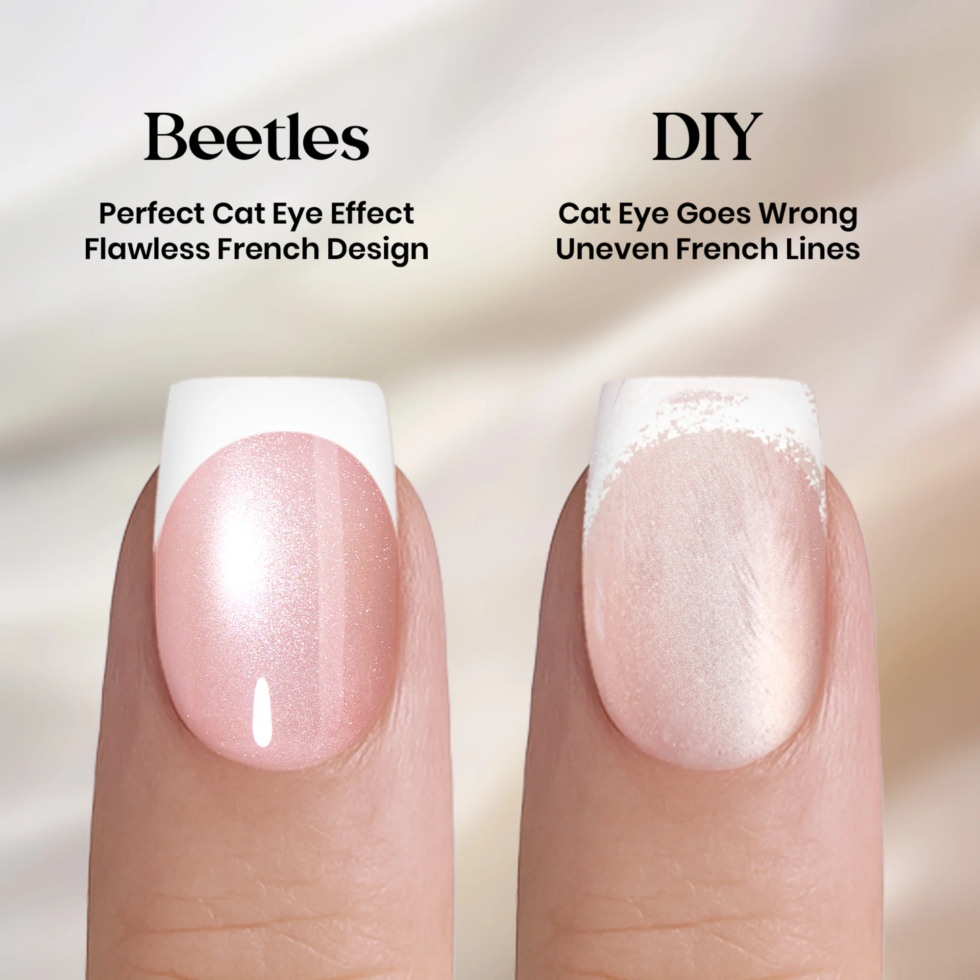 Beetles Stay Shining Glassy Blush French Press On Nails Short Square 30Pcs - Image 5