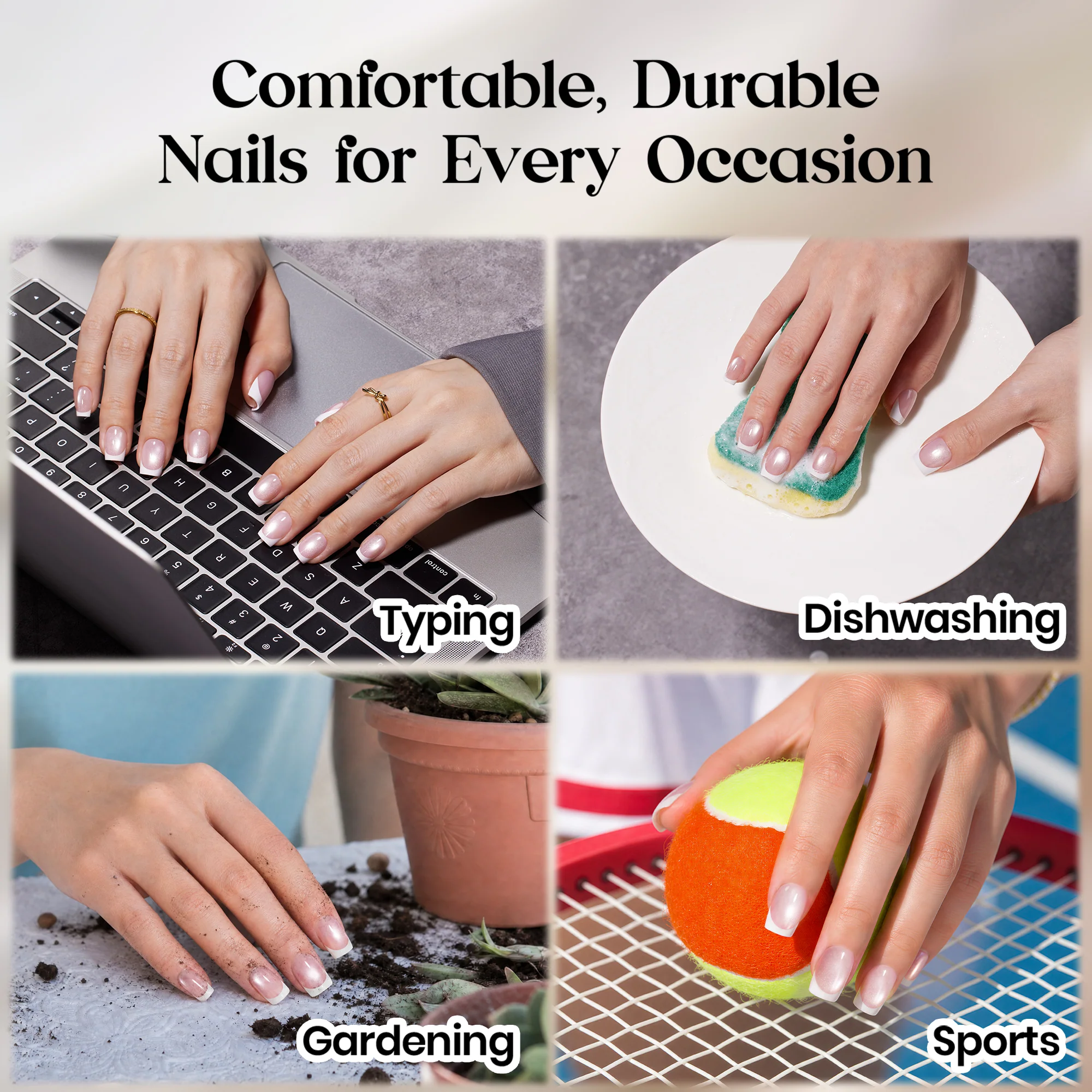 Beetles Stay Shining Glassy Blush French Press On Nails Short Square 30Pcs - Image 9