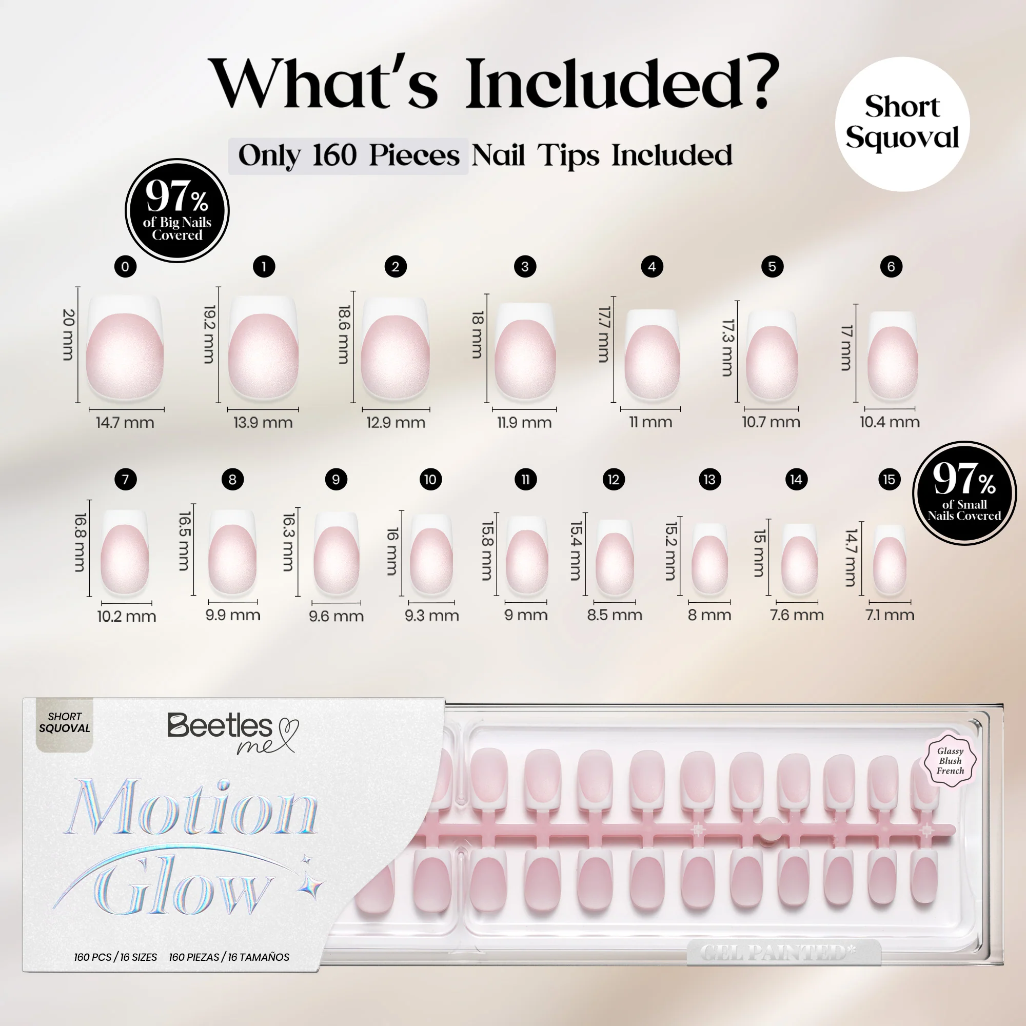 Beetles Stay Shining Glassy Blush French Press On Nails Short Squoval 160 PCS - Image 8