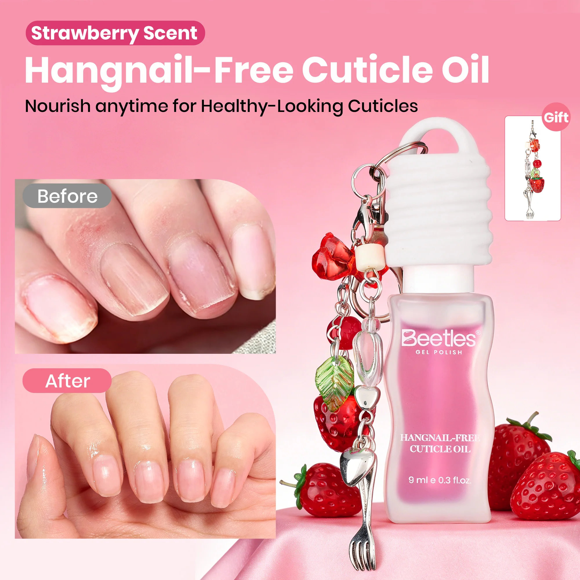 Beetles Stay Shining Hangnail-Free Cuticle Oil Strawberry Scent 9ml - Image 2