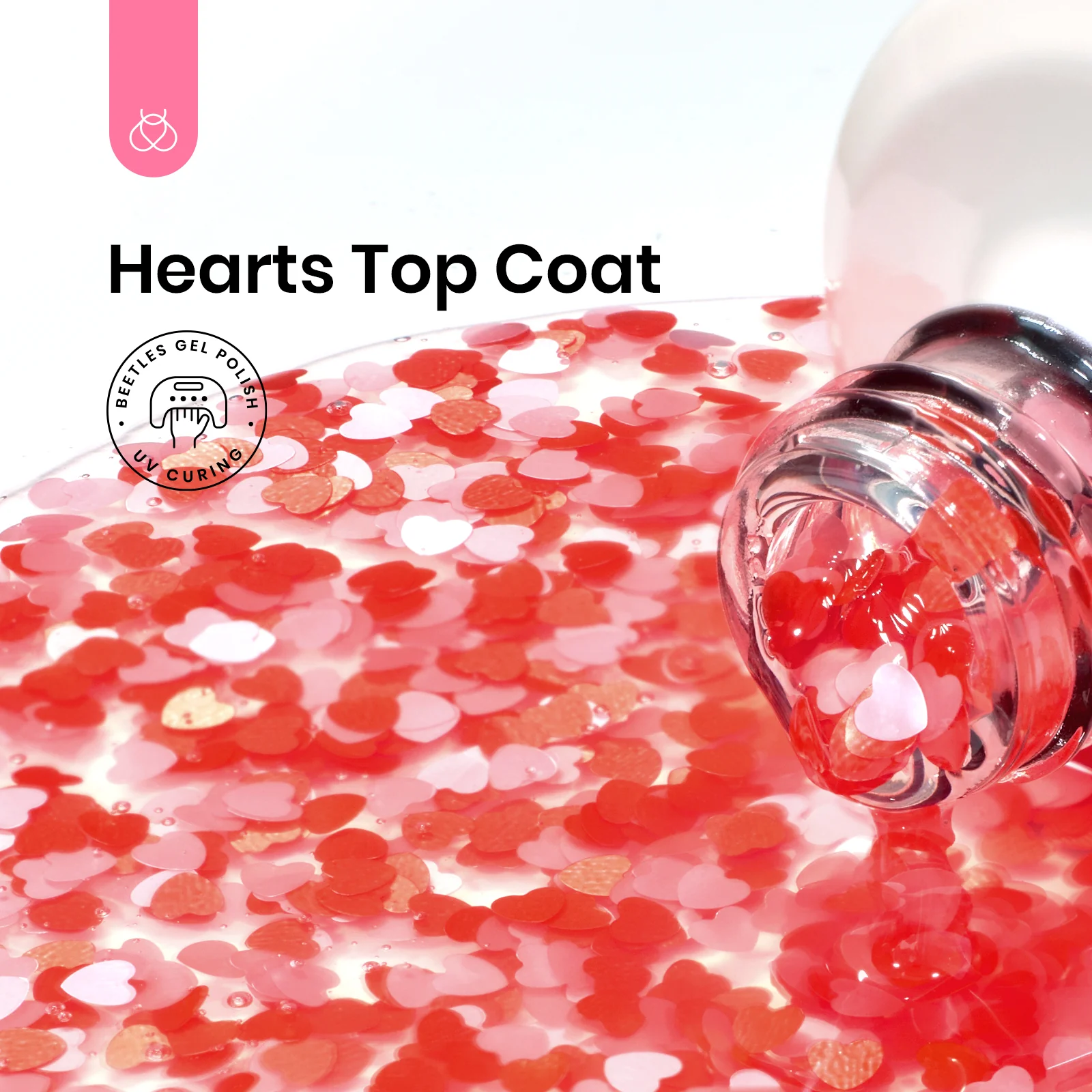 Beetles Stay Shining Heart Glitter Top Coat HEMA Free & TPO Free 15ml - Image 2