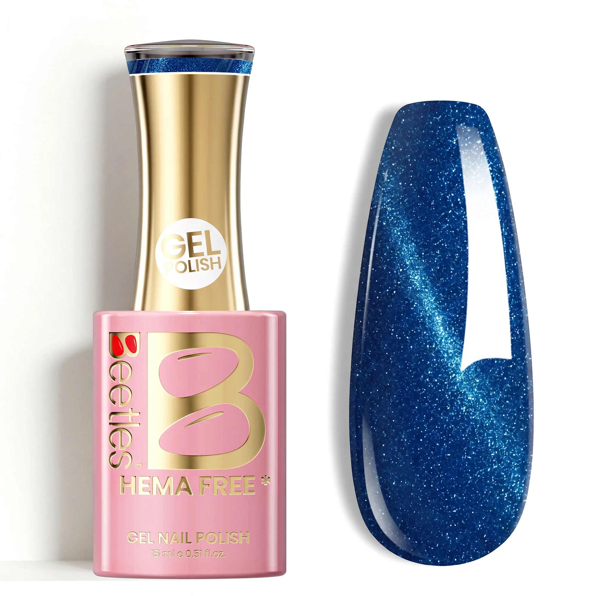 Beetles Stay Shining Hot Magenta HEMA Free TPO Free Cat Eye Gel Polish 15ml with Magnet