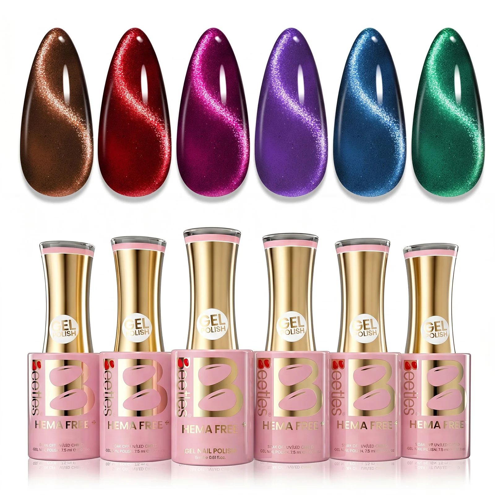 Beetles Stay Shining Jewel Parade HEMA Free TPO Free 6 Colors Cat Eye Gel Polish Set 7.5ml