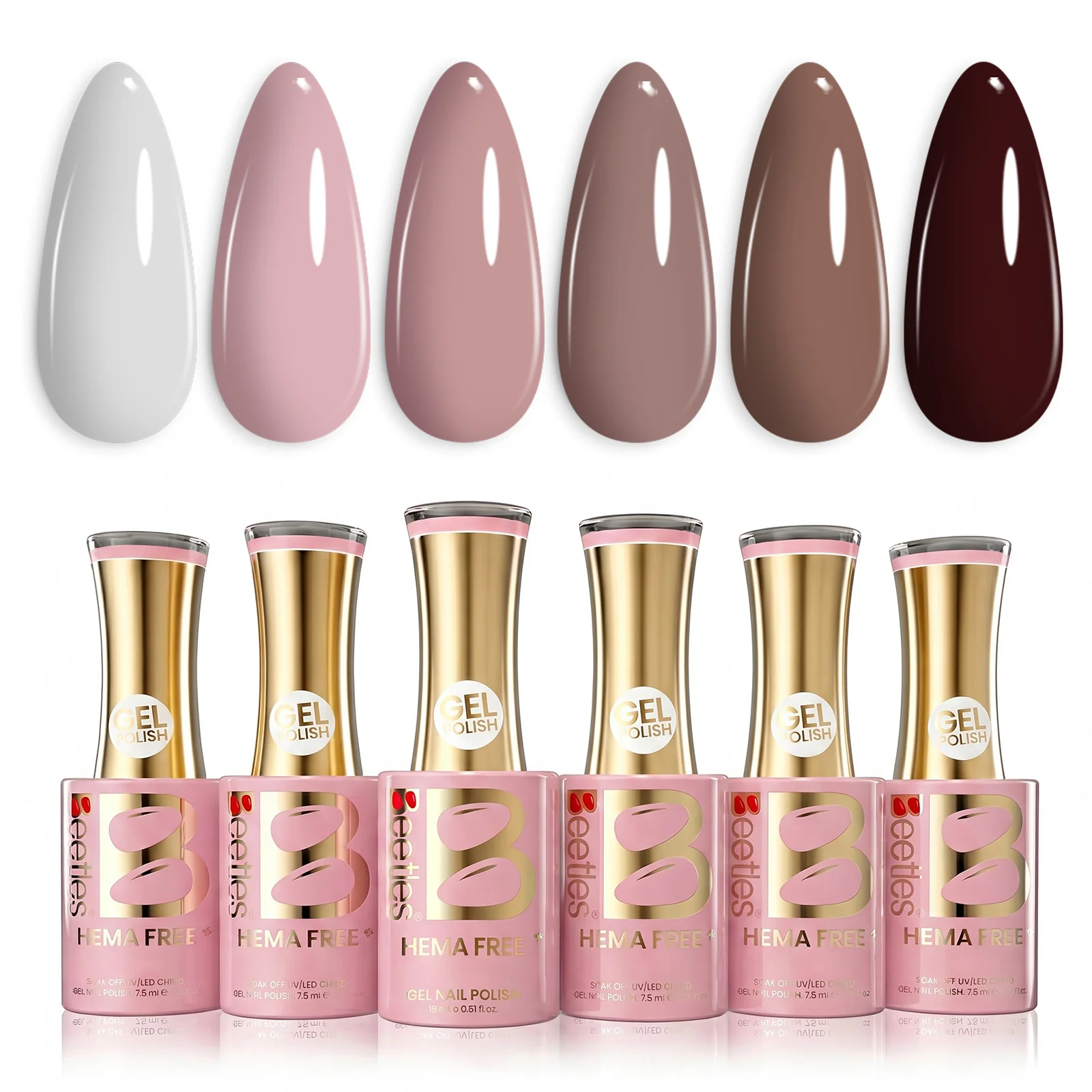 Beetles Stay Shining Mauve HEMA Free TPO Free 6 Colors Gel Nail Polish Set 7.5ml