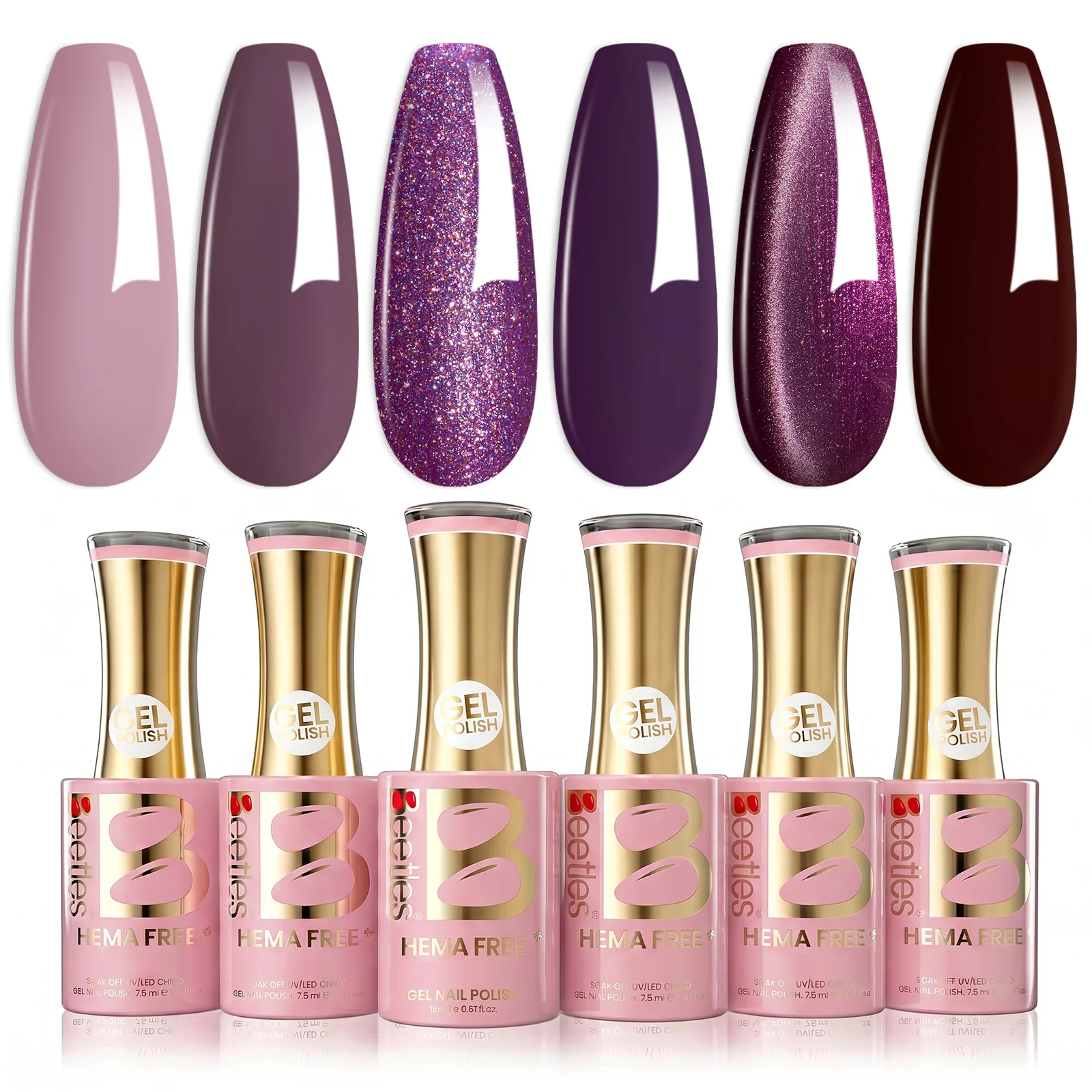 Beetles Stay Shining Muse Of Midnight HEMA Free TPO Free 6 Colors Gel Nail Polish Set 7.5ml