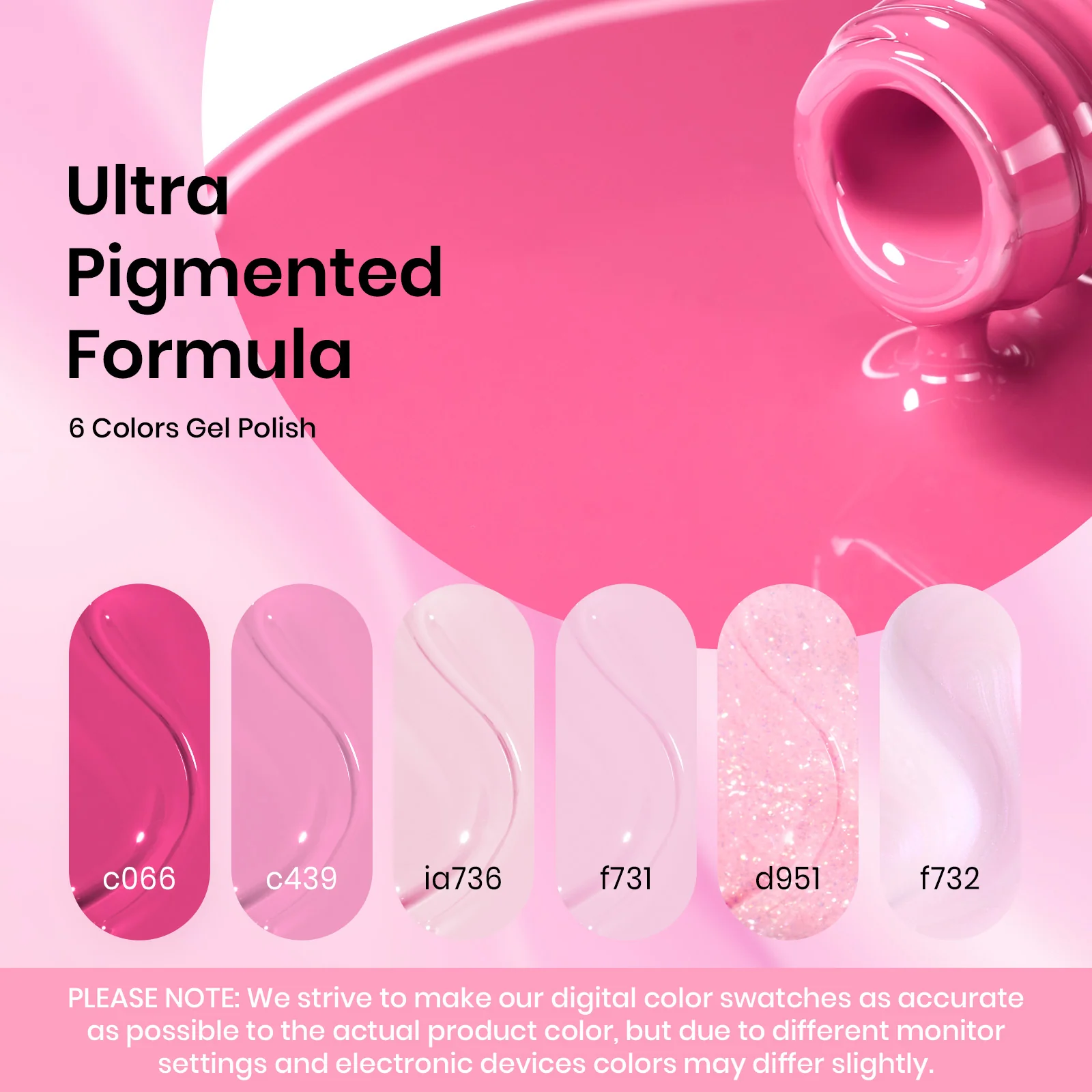 Beetles Stay Shining Pink melody HEMA Free TPO Free 6 Colors Gel Nail Polish Set 7.5ml - Image 2