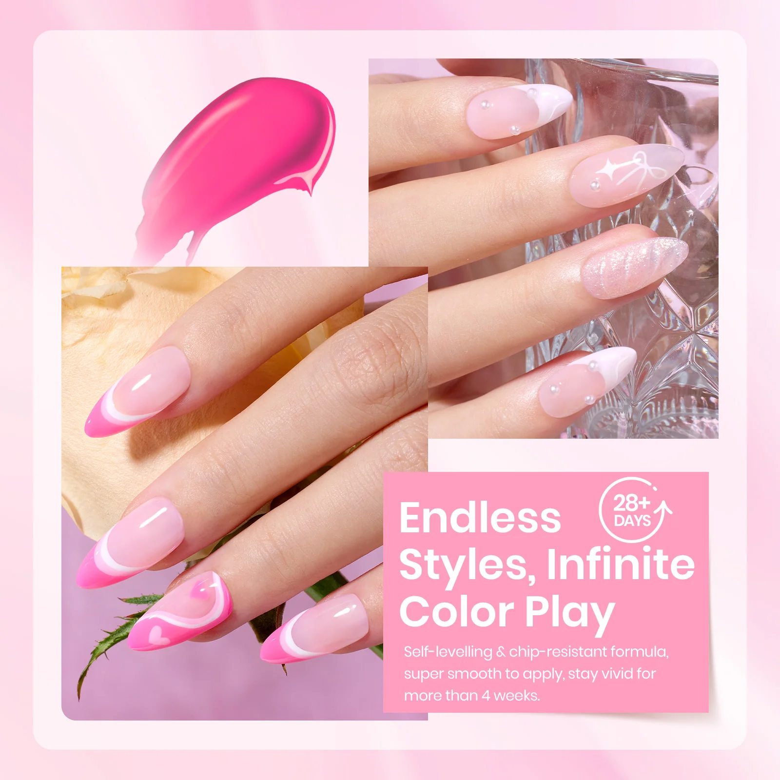 Beetles Stay Shining Pink melody HEMA Free TPO Free 6 Colors Gel Nail Polish Set 7.5ml - Image 3