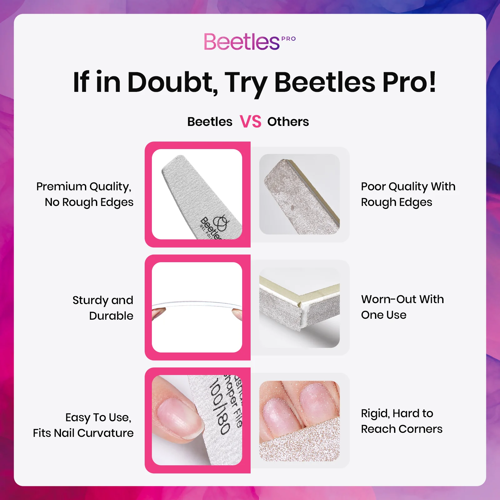 Beetles Stay Shining Professional-Grade Nail File Trio - Image 8