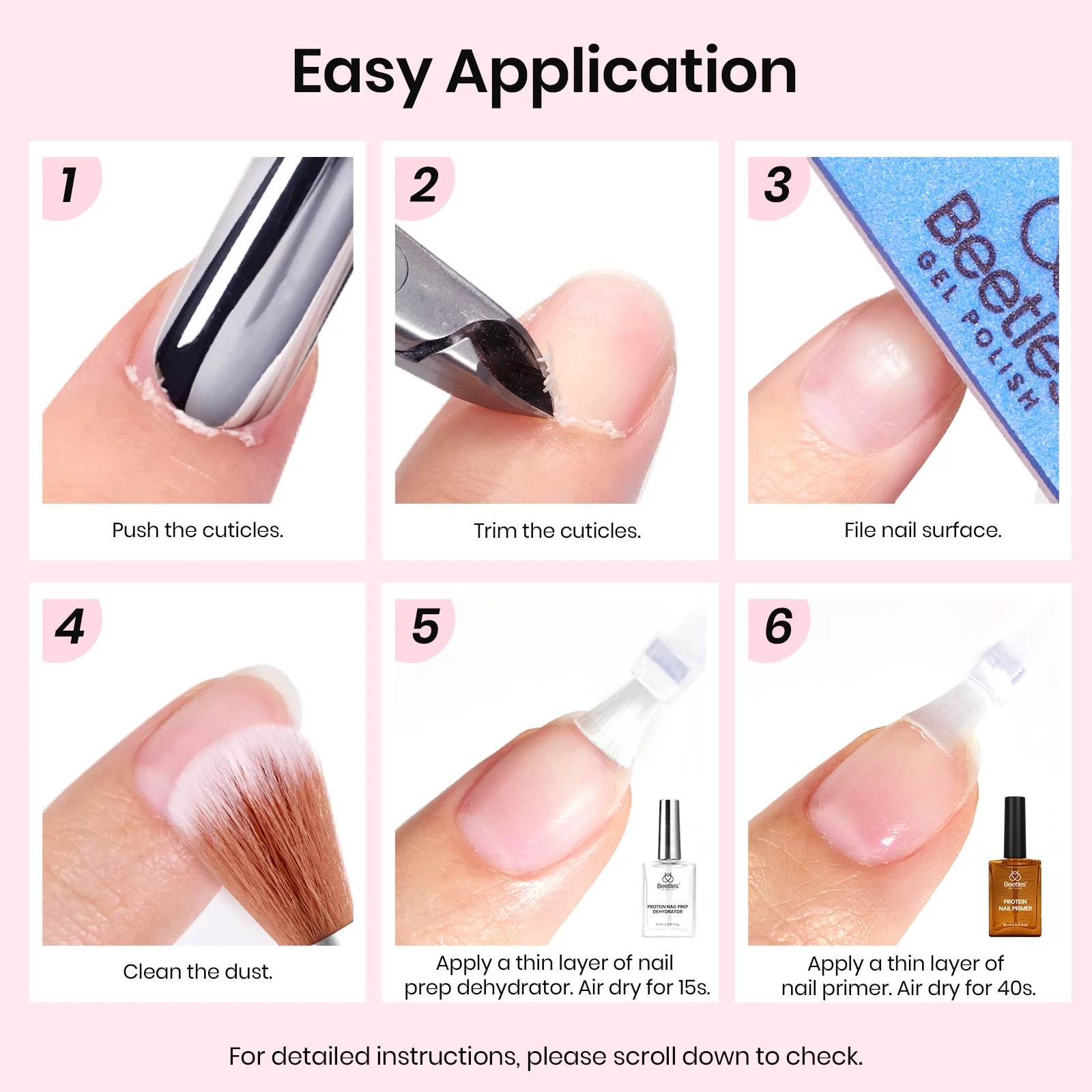 Beetles Stay Shining Protein Nail Prep Dehydrator and Primer HEMA Free & TPO Free 2Pcs Set 15ml - Image 7
