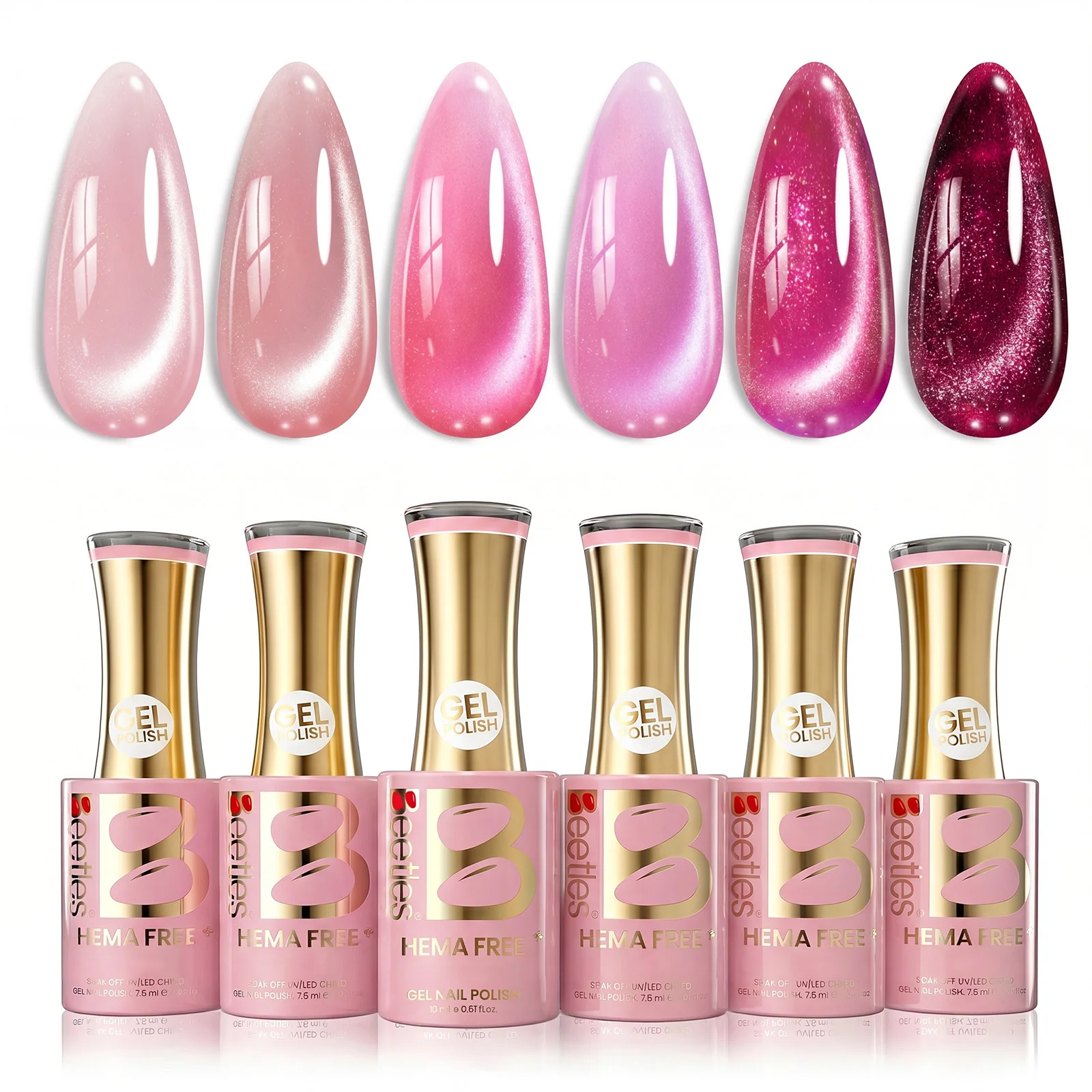 Beetles Stay Shining Pulse of Love HEMA Free TPO Free 6 Colors Cat Eye Gel Polish Set 7.5ml