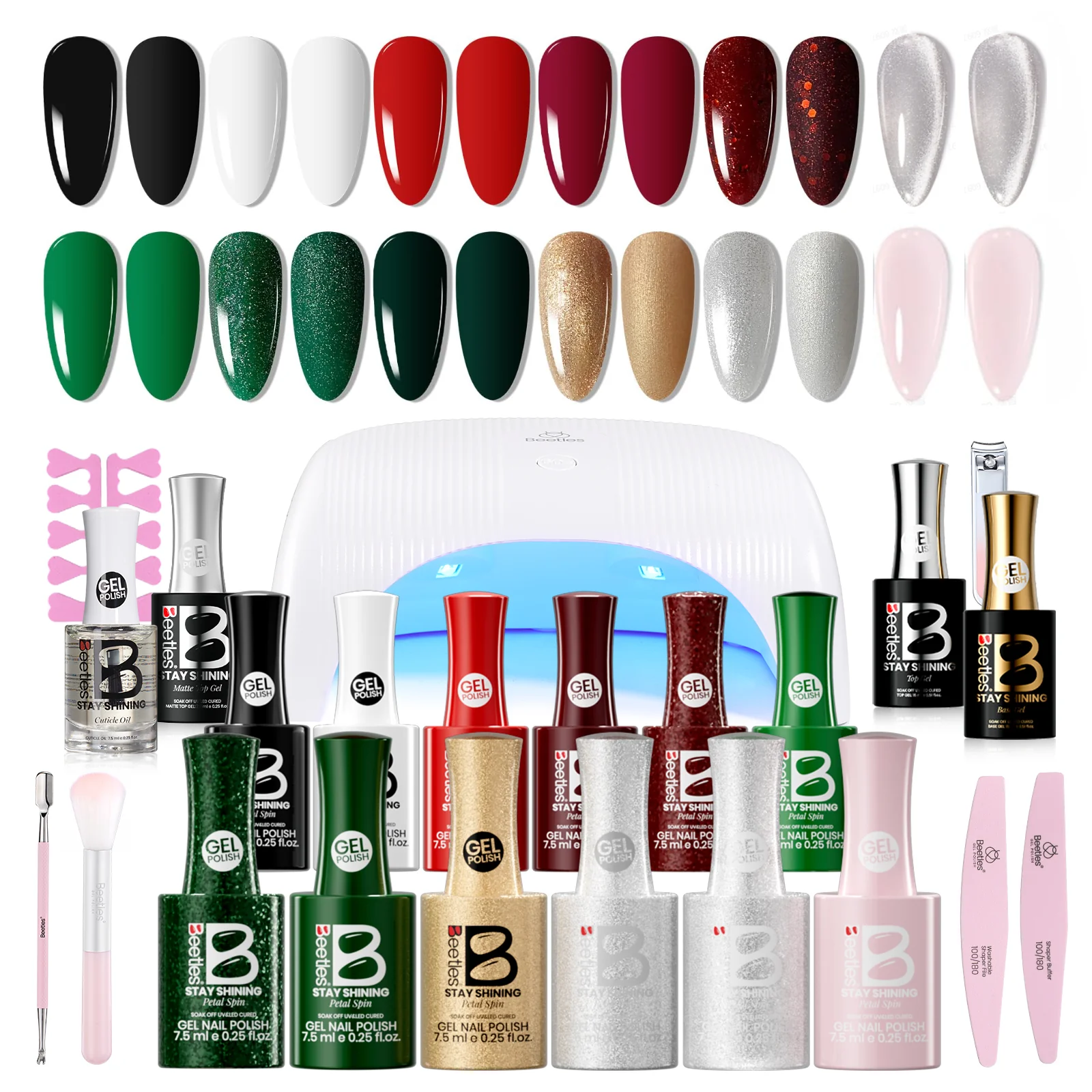 Beetles Stay Shining Quiet Luxury HEMA-FREE TPO FREE Gel Nail Kit with UV Light, DIY Salon-Quality at Home