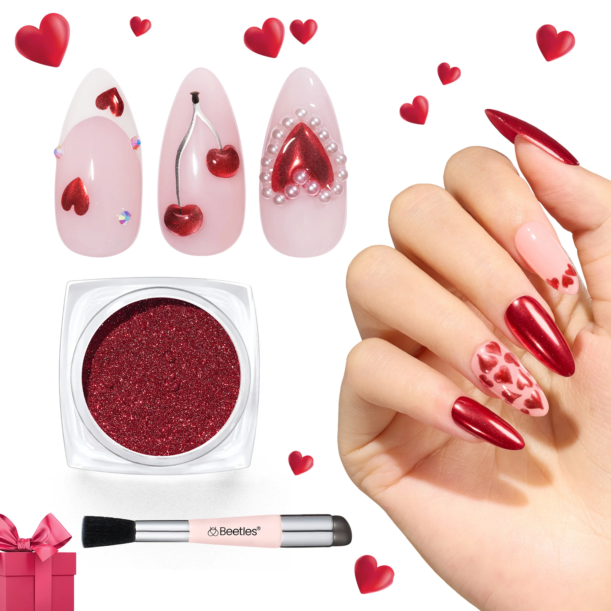 Beetles Stay Shining Red Mirror Effect Chrome Nail Powder