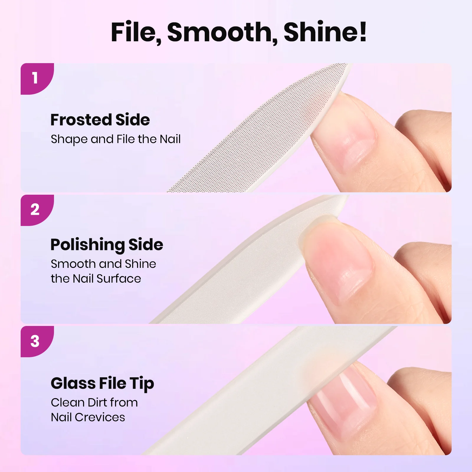 Beetles Stay Shining Shine & Shape Trio Glass Nail File - Image 6