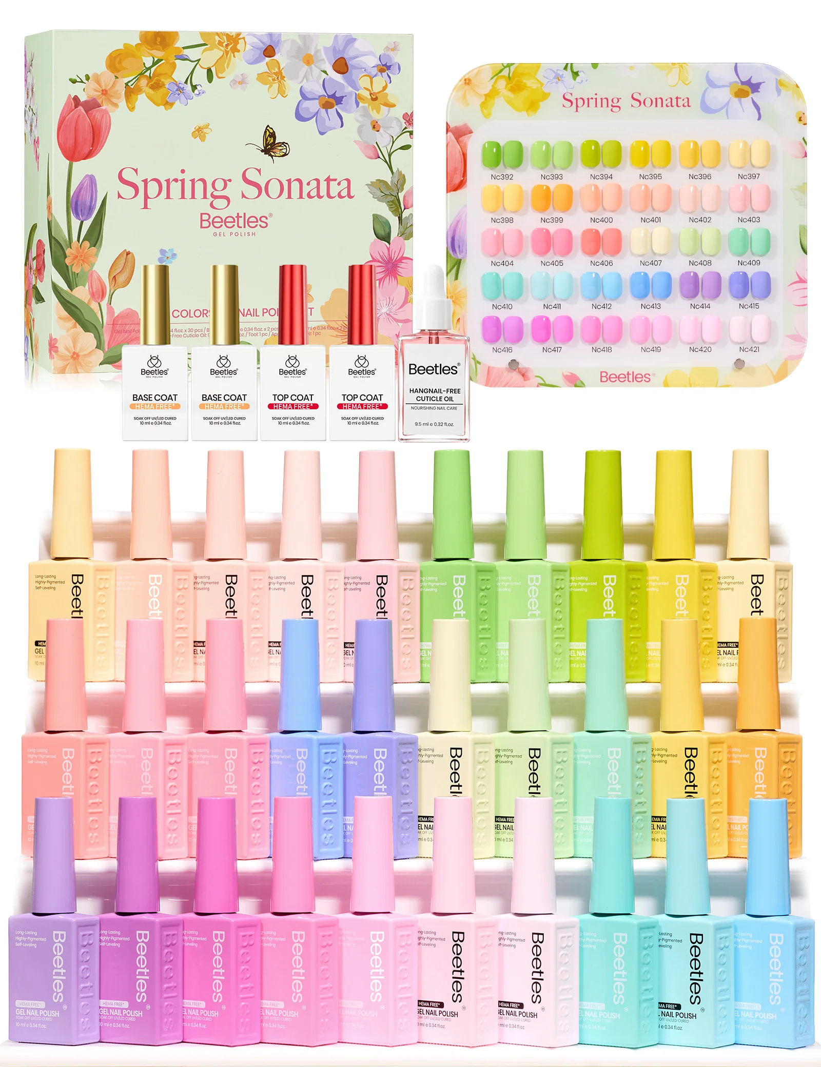 Beetles Stay Shining Spring Sonata HEMA Free TPO Free Gel Polish Box 30 Colors 15ml
