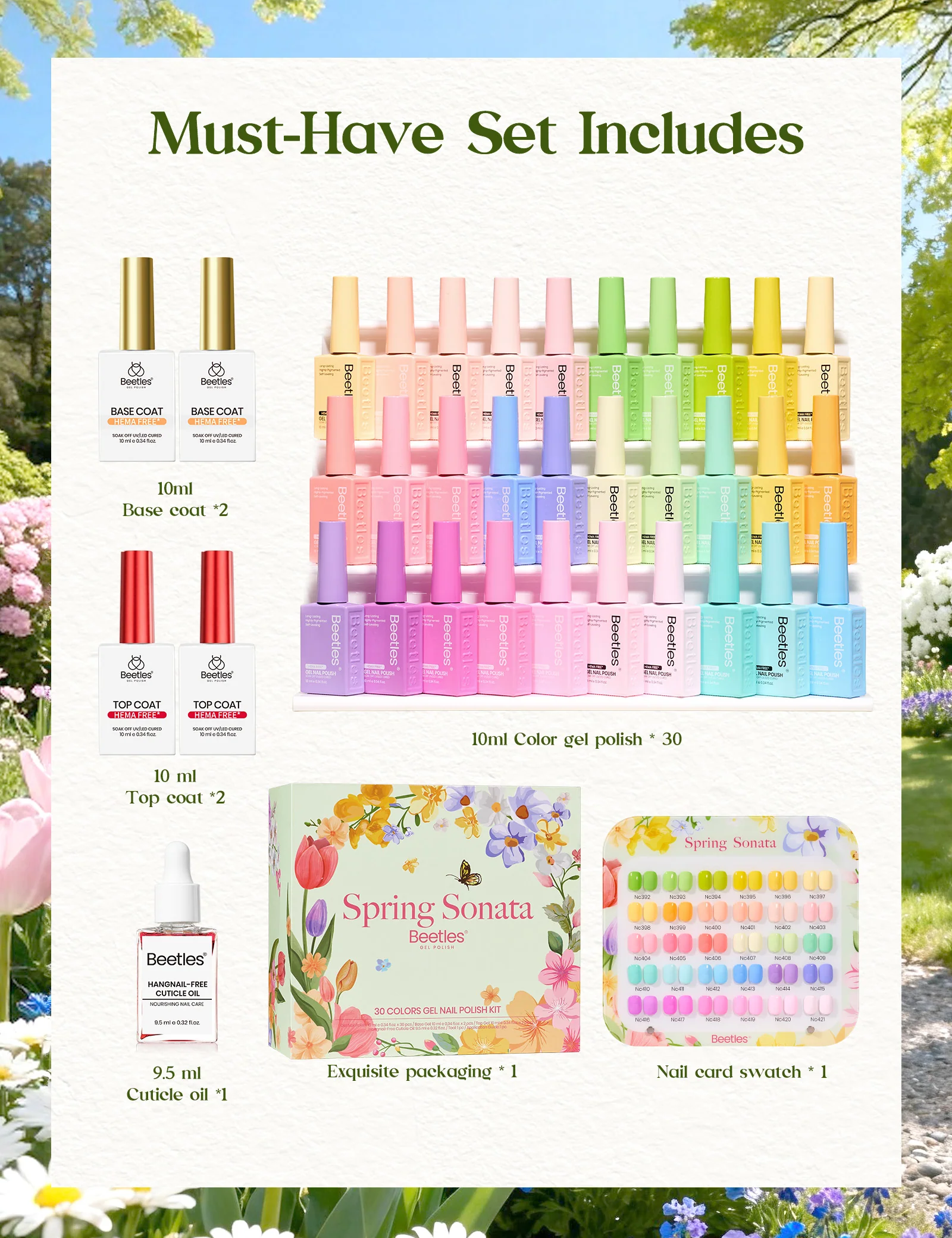 Beetles Stay Shining Spring Sonata HEMA Free TPO Free Gel Polish Box 30 Colors 15ml - Image 4