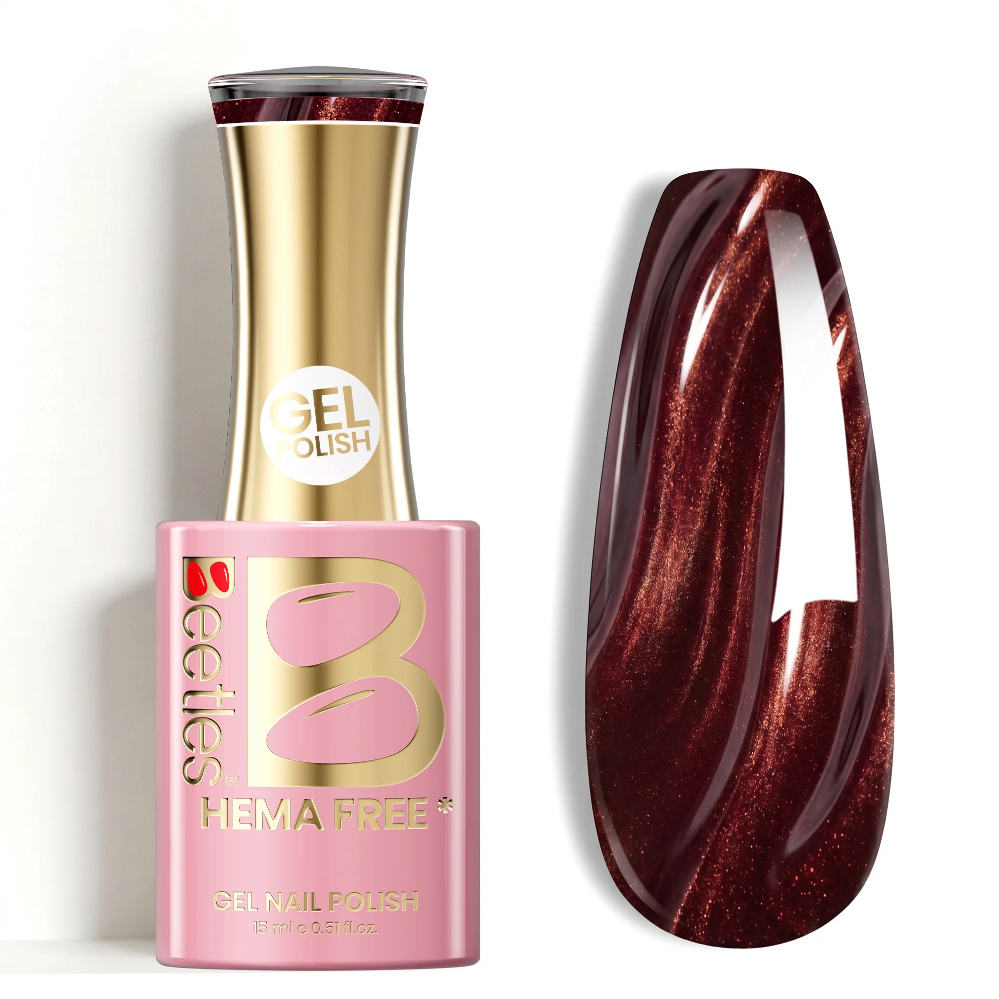 Beetles Stay Shining Supernova Red HEMA Free TPO Free Cat Eye Gel Polish 15ml with Magnet