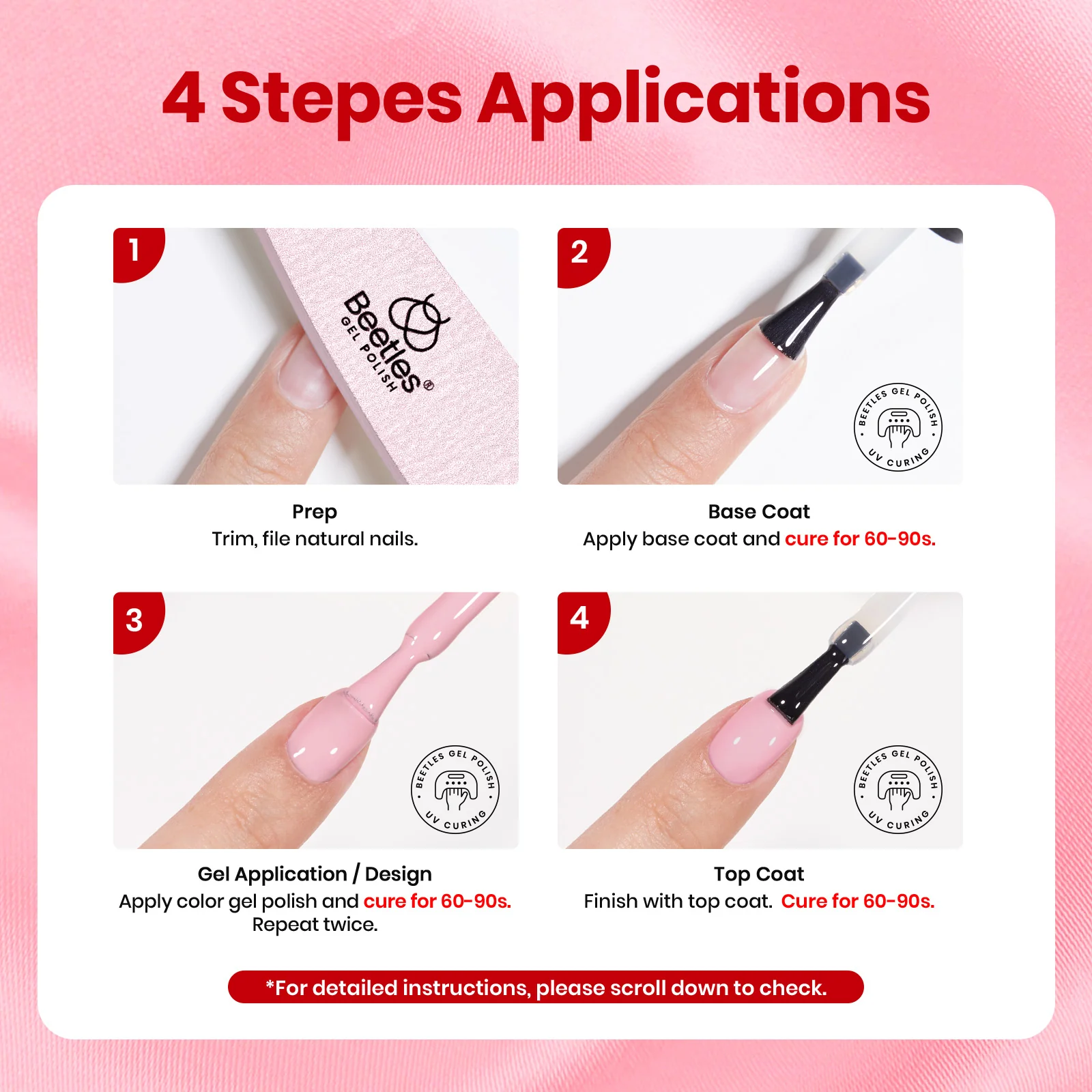 Beetles Stay Shining Timeless Charm HEMA-FREE TPO FREE Gel Nail Kit with UV Light, DIY Salon-Quality at Home - Image 2