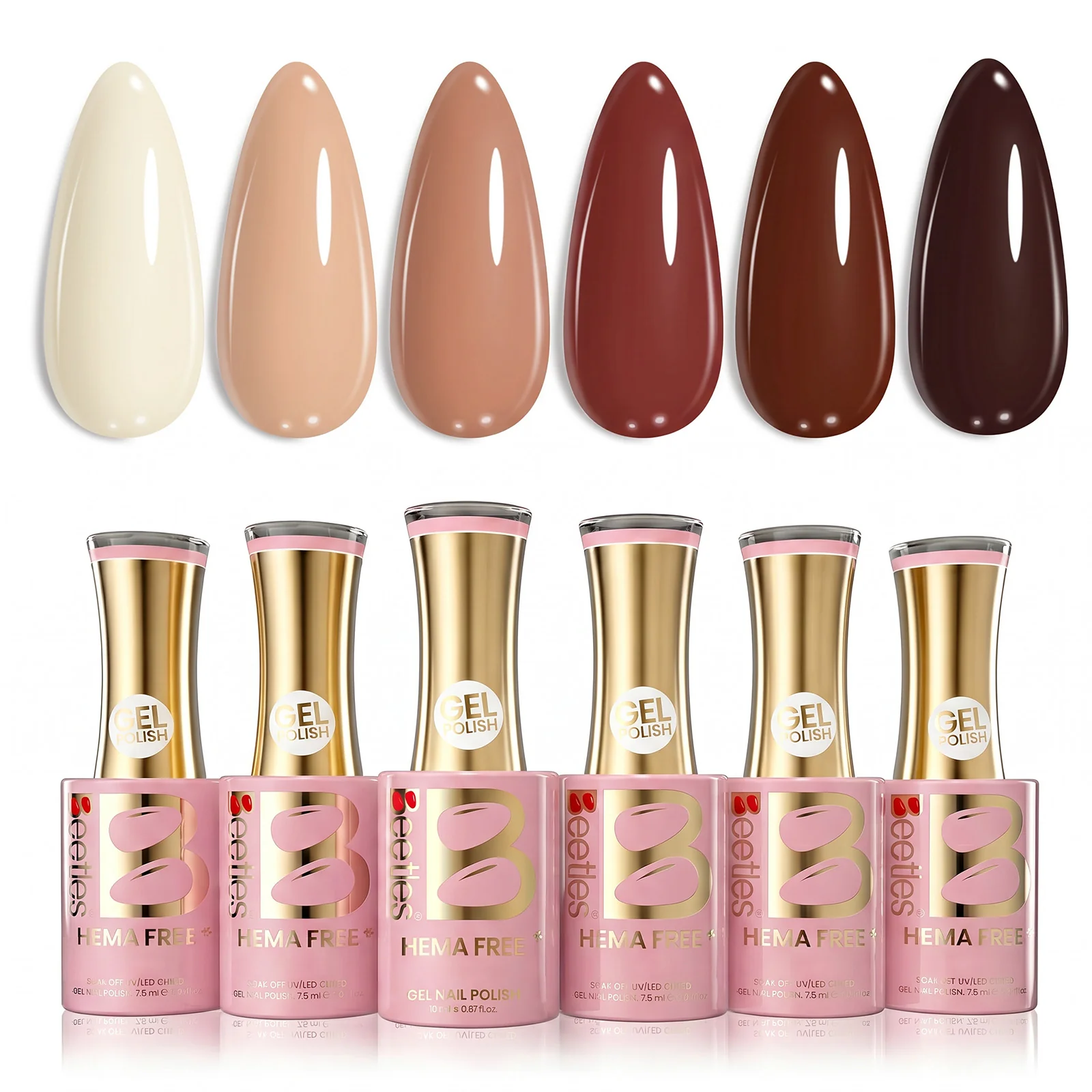 Beetles Stay Shining Toasty Aroma HEMA Free TPO Free 6 Colors Gel Nail Polish Set 7.5ml