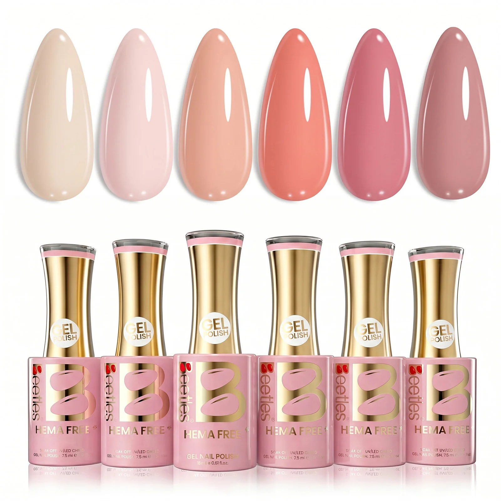 Beetles Stay Shining Vanilla Cloud HEMA Free TPO Free 6 Colors Gel Nail Polish Set 7.5ml