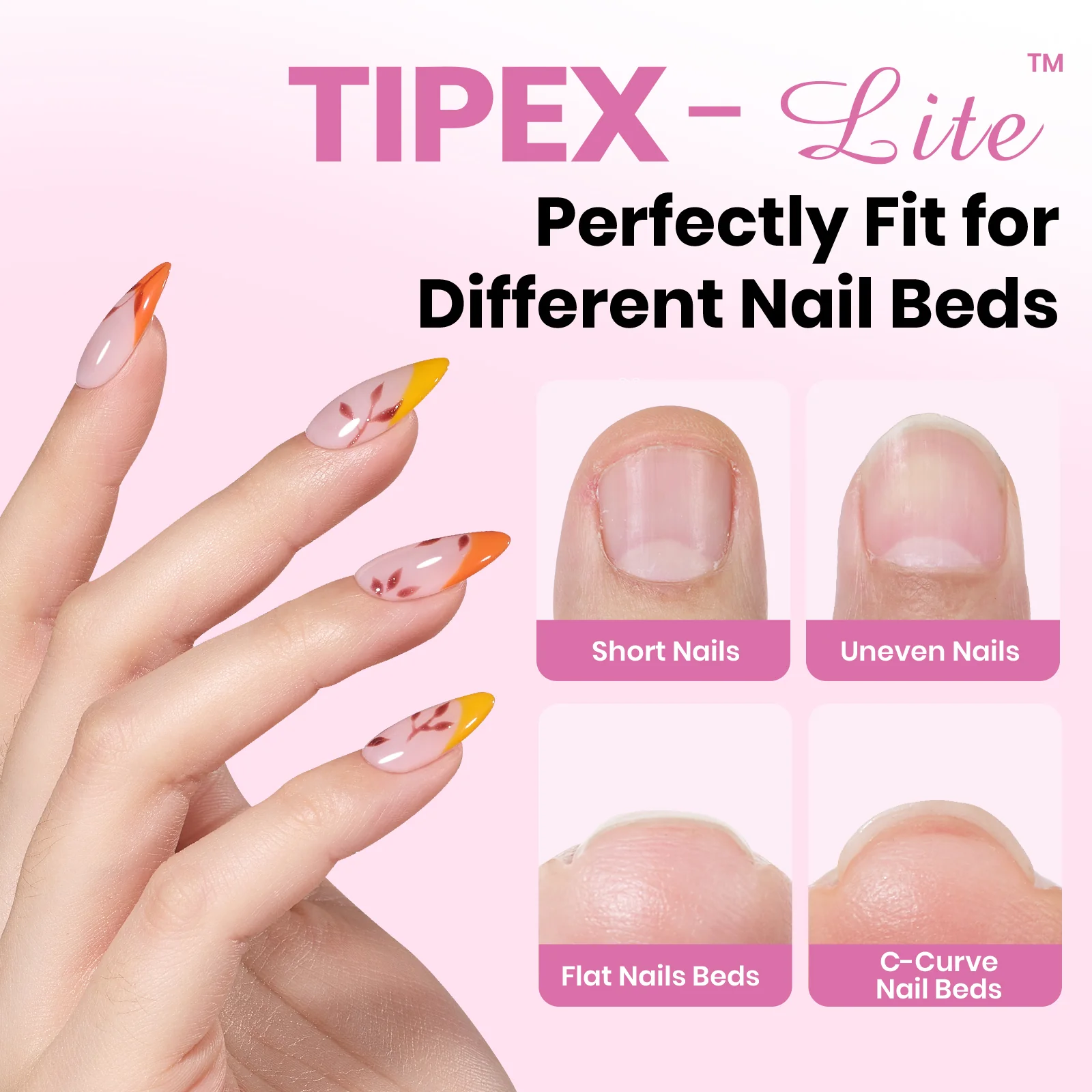 Beetles Stay Shinning Tipex Lite Instant Apex Nail Tips, Medium Almond, 256pcs 16 Sizes for DIY Salon-look Extensions - Image 2