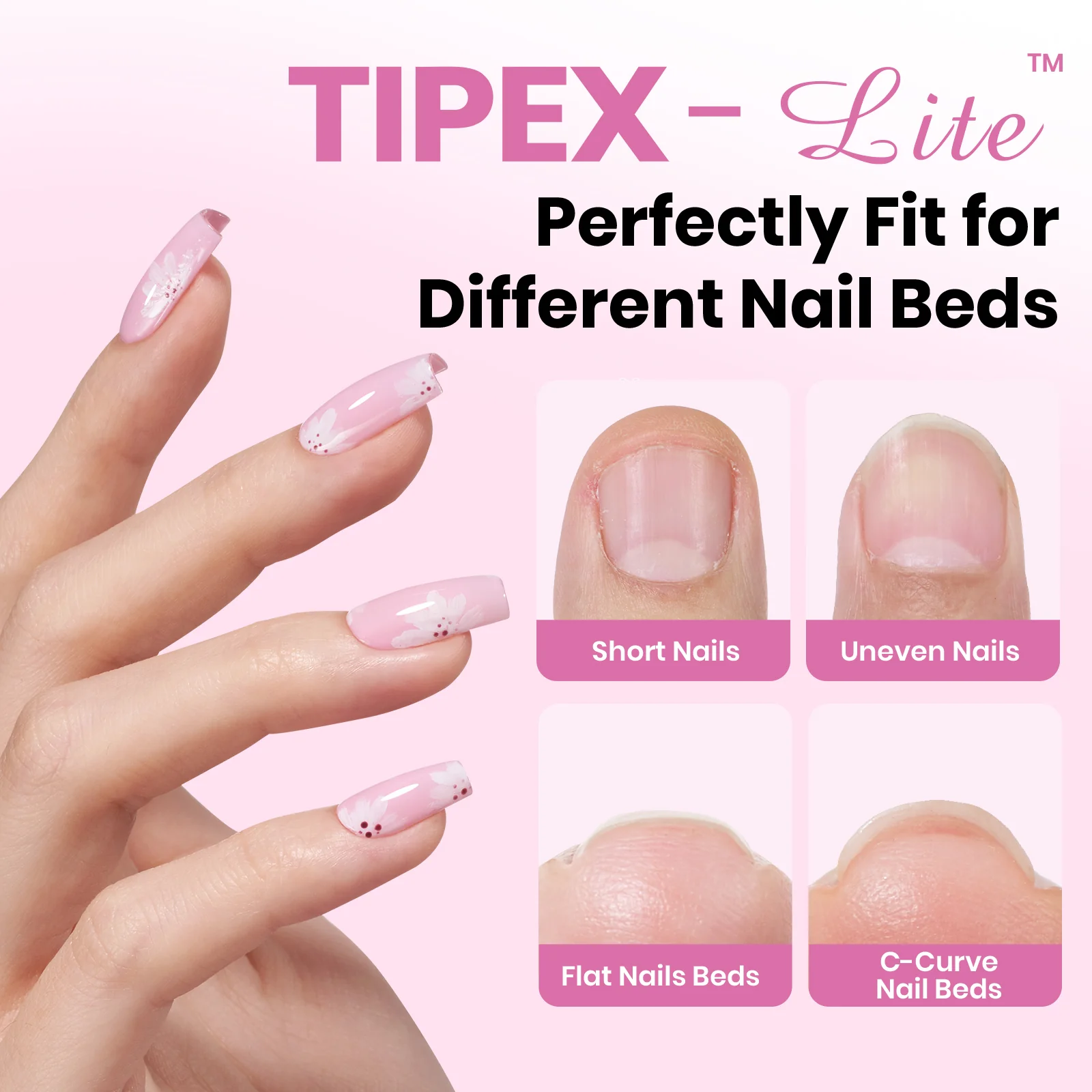 Beetles Stay Shinning Tipex Lite Instant Apex Nail Tips, Short Coffin, 256pcs 16 Sizes for DIY Salon-look Extensions - Image 2