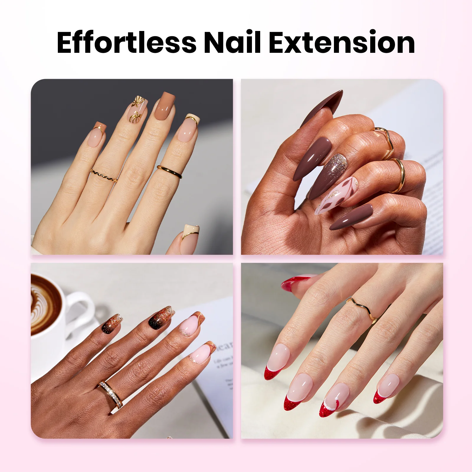 Beetles Stay Shinning Tipex Lite Instant Apex Nail Tips, Short Coffin, 256pcs 16 Sizes for DIY Salon-look Extensions - Image 6