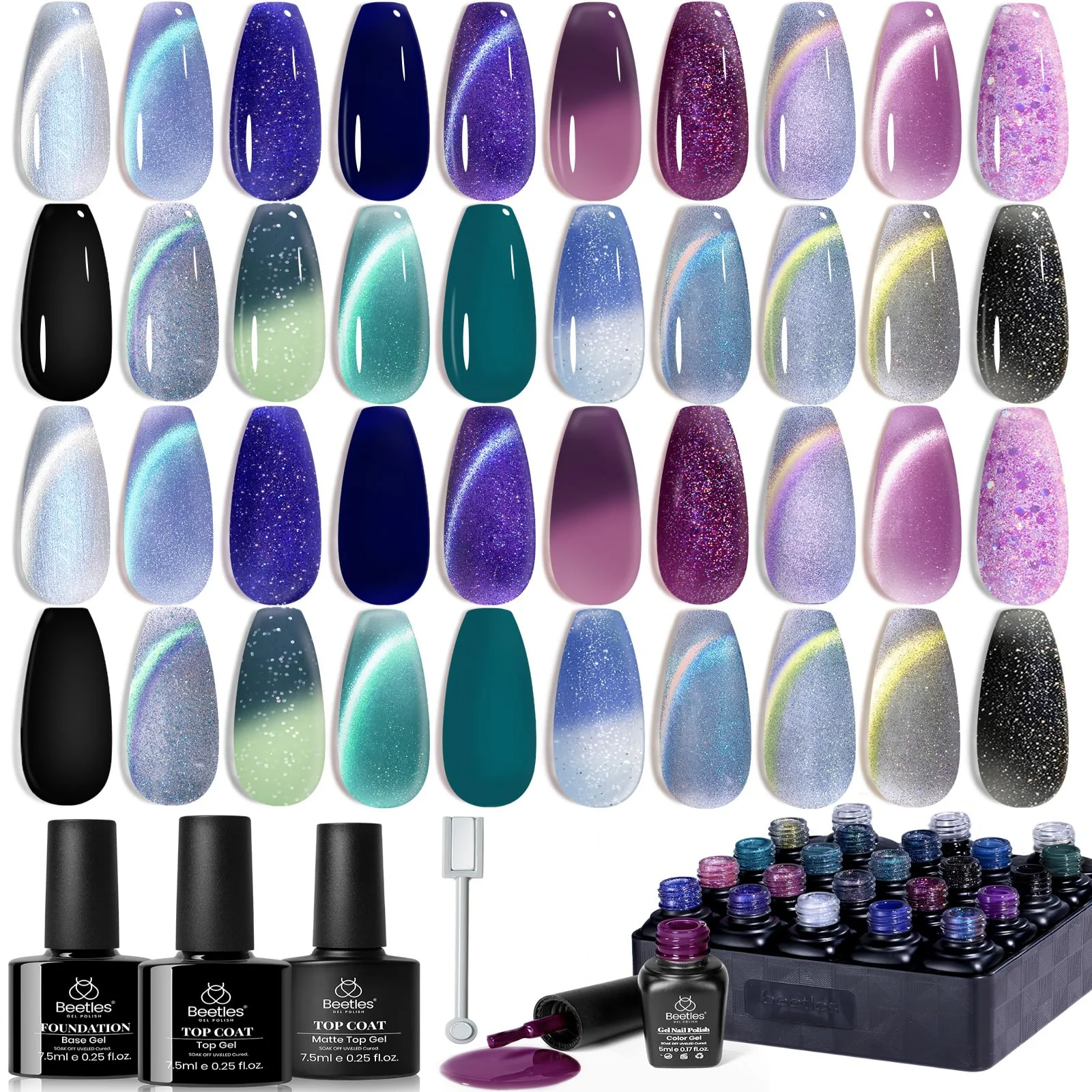 Beetles Stellar Mirage  - 20 Colors Nails Jelly Cat Eye Color Changing Gel Polish Set - Image 9