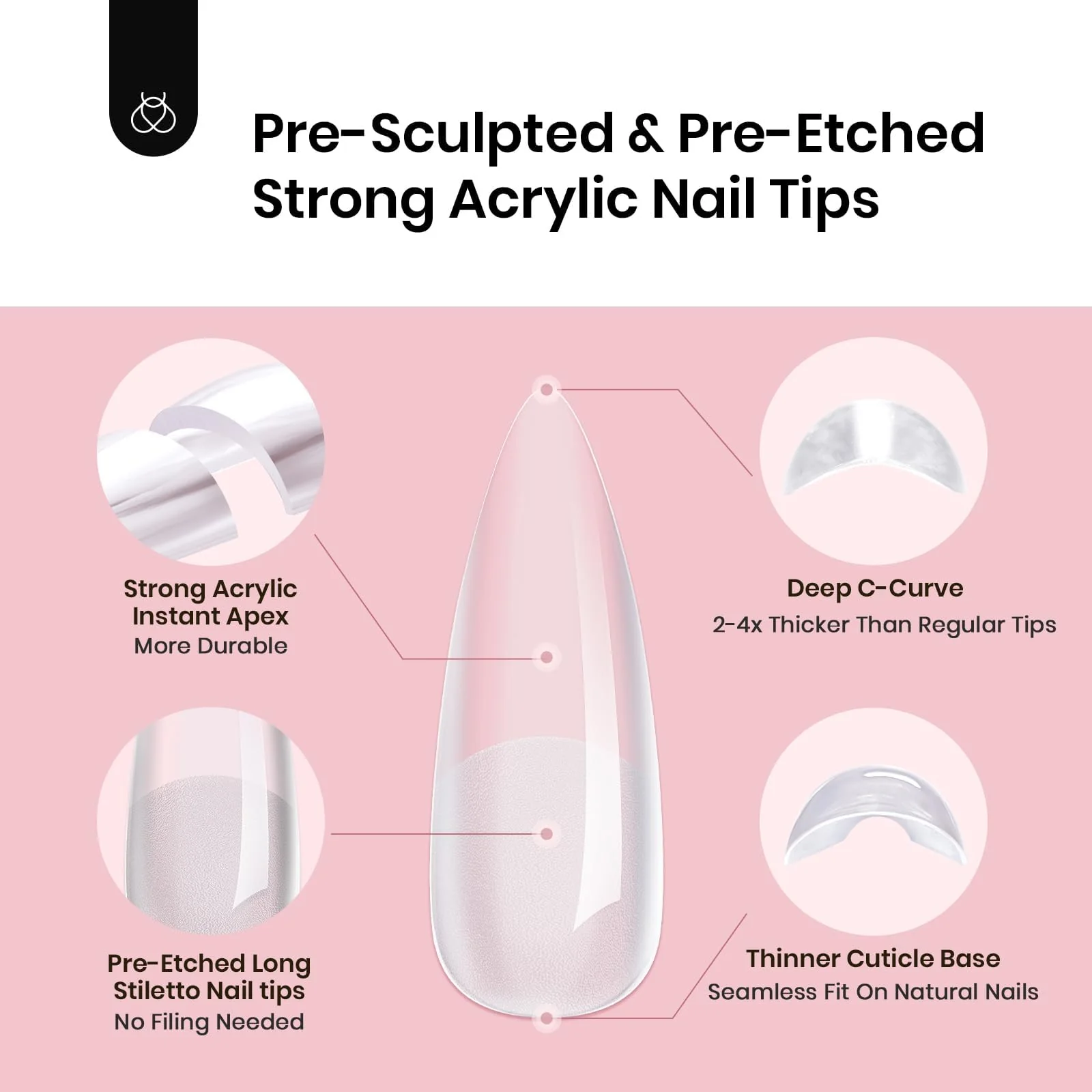 Beetles Stiletto Long Tipex Nail Tips | 192 pcs - Image 2
