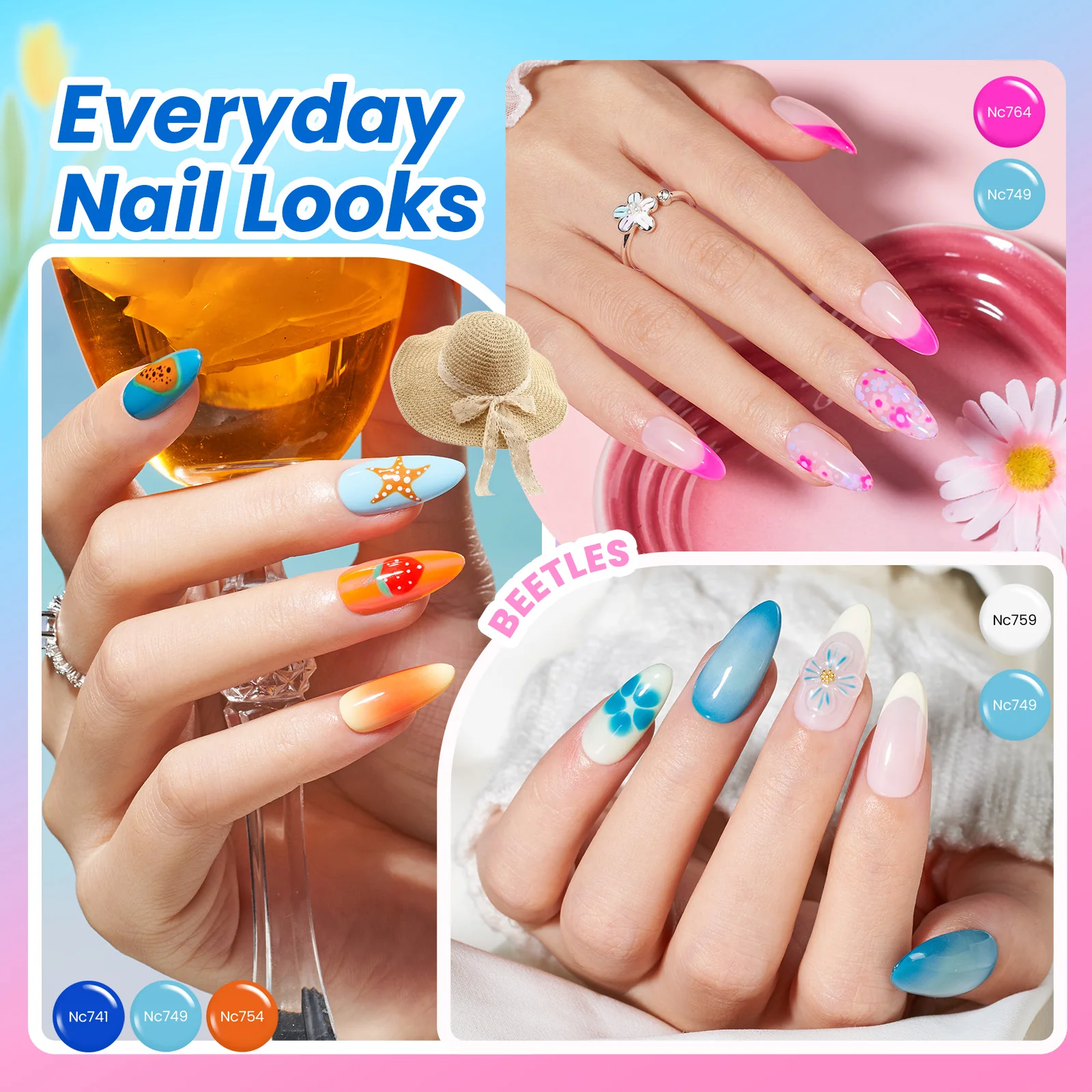 Beetles Gel Nail Starter Kit Studio Essentials TPO & HEMA Free 32 Colors 68 Pcs Summer Nails All-in-One Mani Kit - Image 5