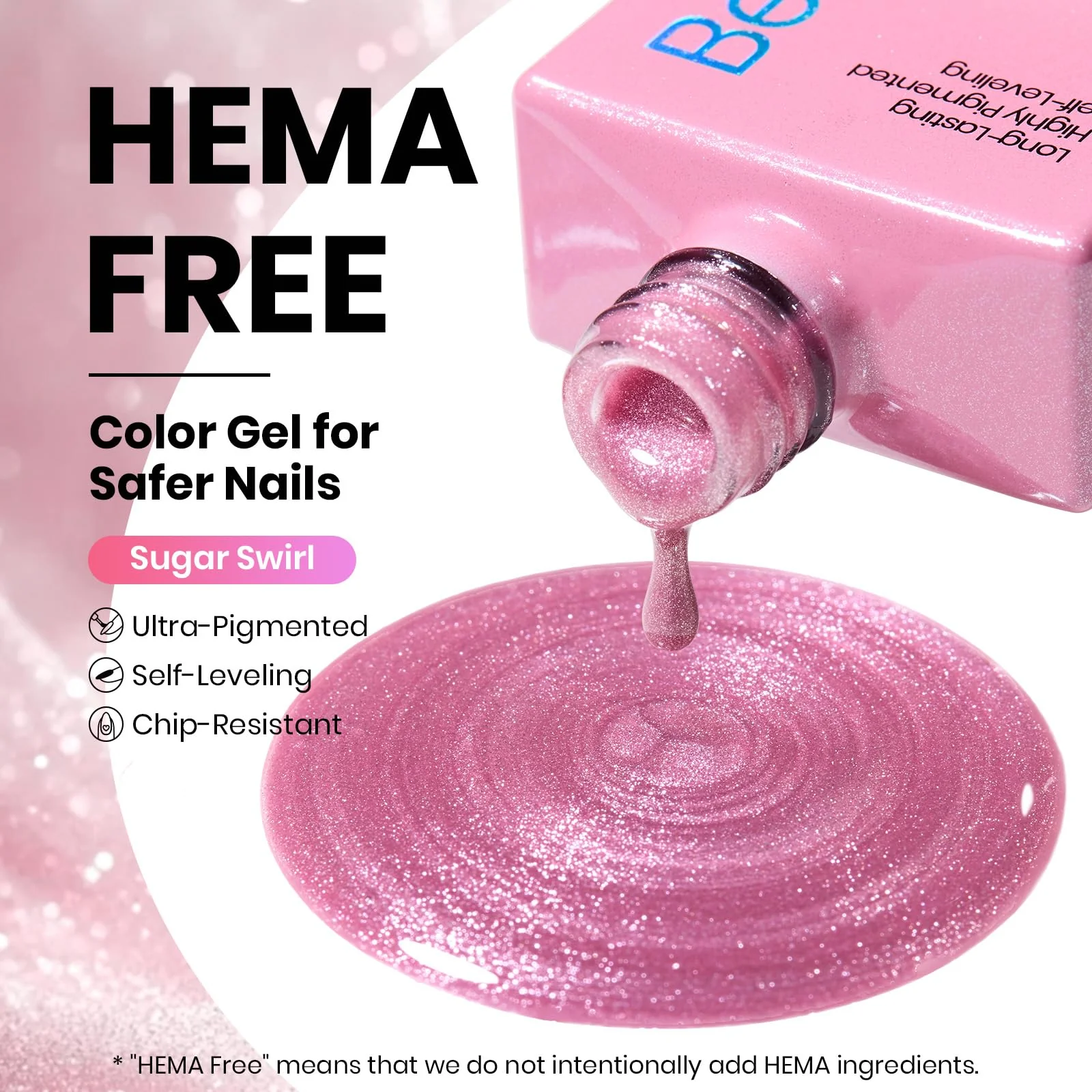 Beetles Sugar Swirl Gel Nail Polish - Nails 15ML Pink HEMA FREE Cat Eye Gel Polish - Image 2