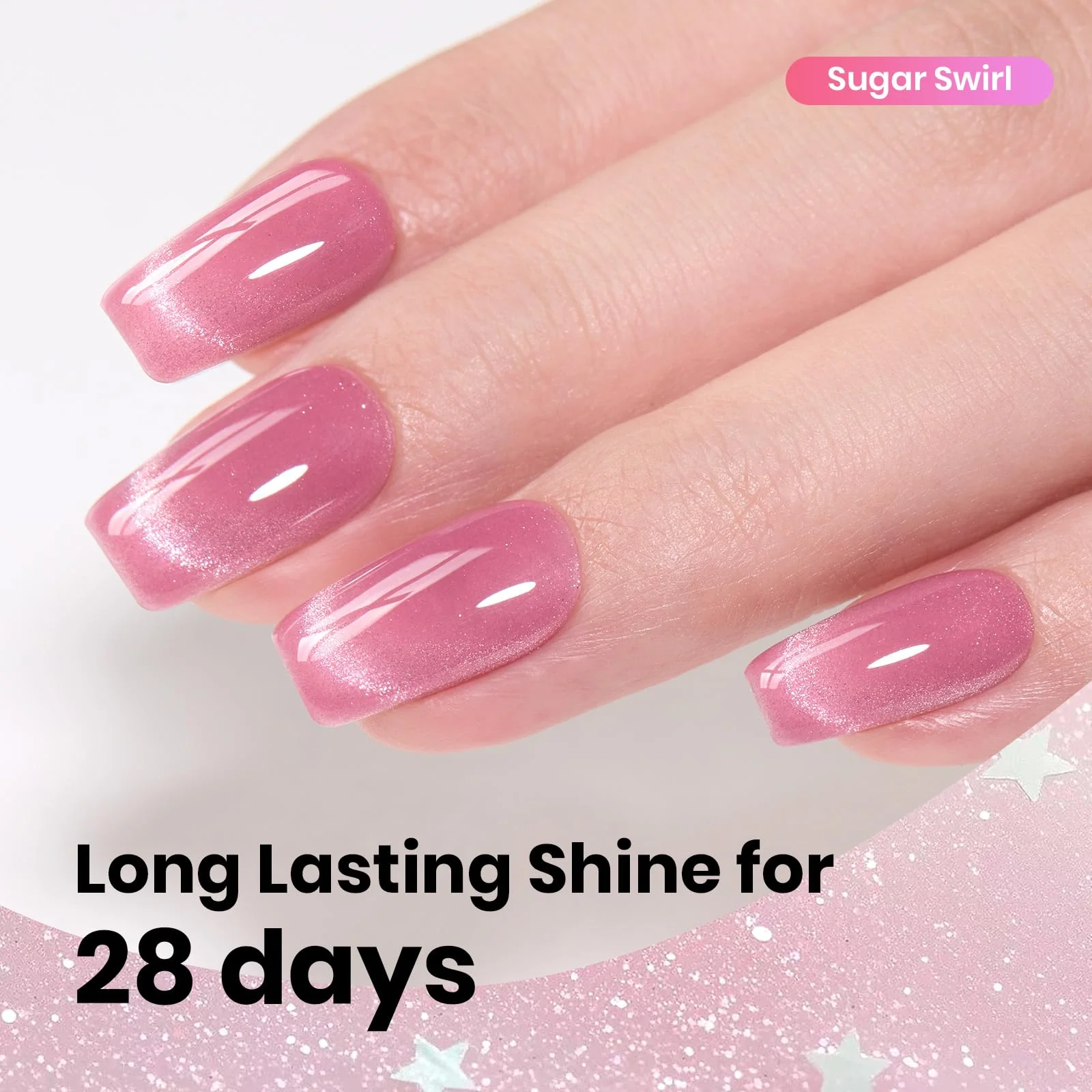 Beetles Sugar Swirl Gel Nail Polish - Nails 15ML Pink HEMA FREE Cat Eye Gel Polish - Image 5