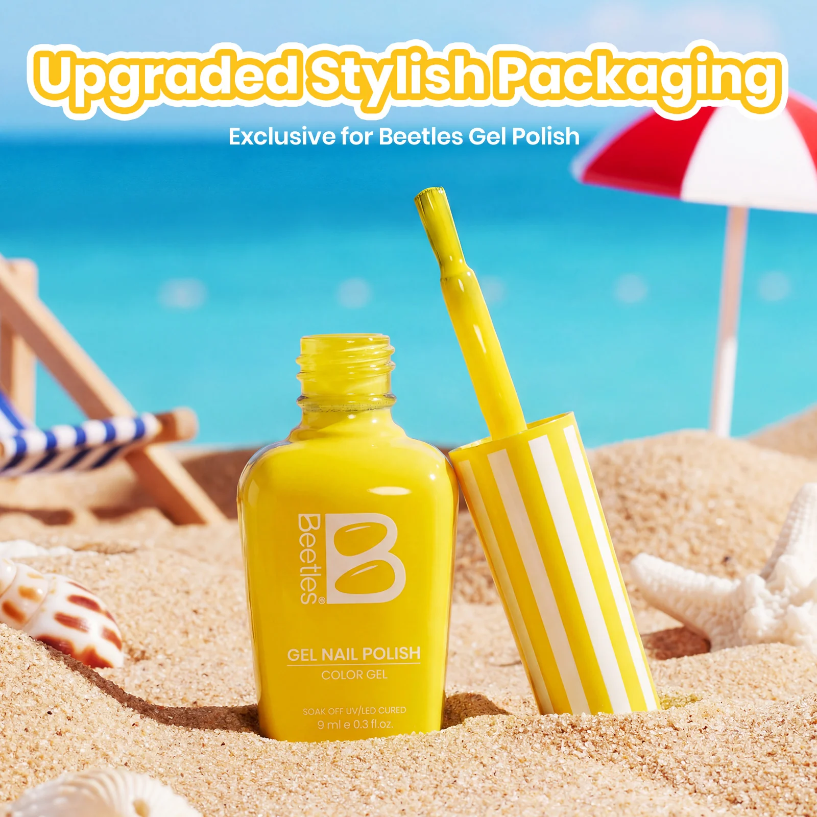 Beetles Summer Voyage - Lemon Stripe Summer Nails Neon 9ml - Image 2