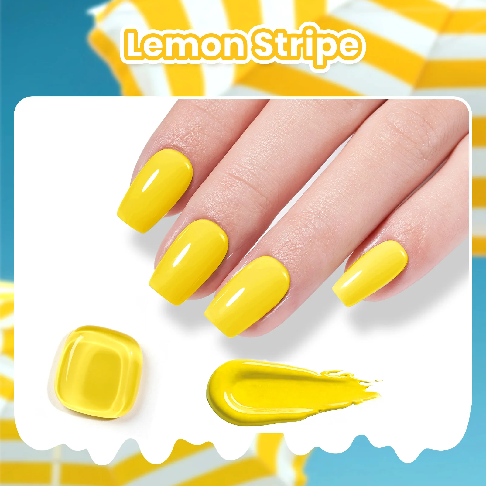 Beetles Summer Voyage - Lemon Stripe Summer Nails Neon 9ml - Image 5
