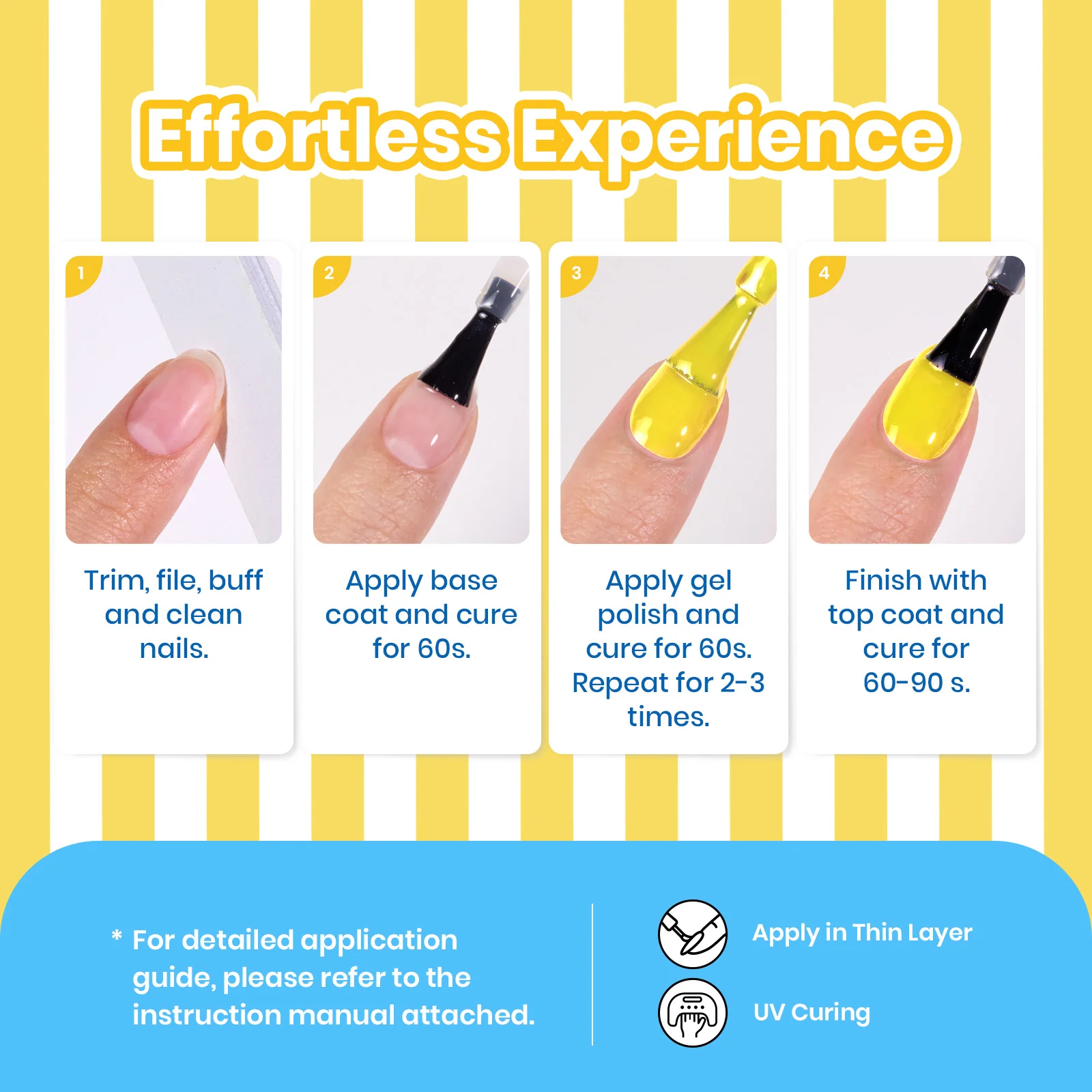 Beetles Summer Voyage - Lemon Stripe Summer Nails Neon 9ml - Image 6