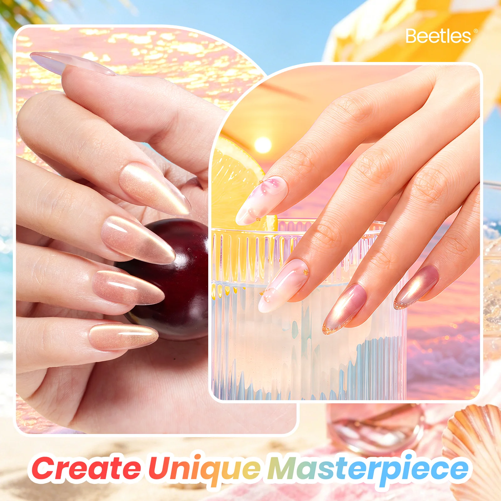 Beetles Summer Voyage - Saltmist Sunset Cat Eye Gel Neon Summer Nails 6 Colors Gel Polish Set 9ml - Image 5