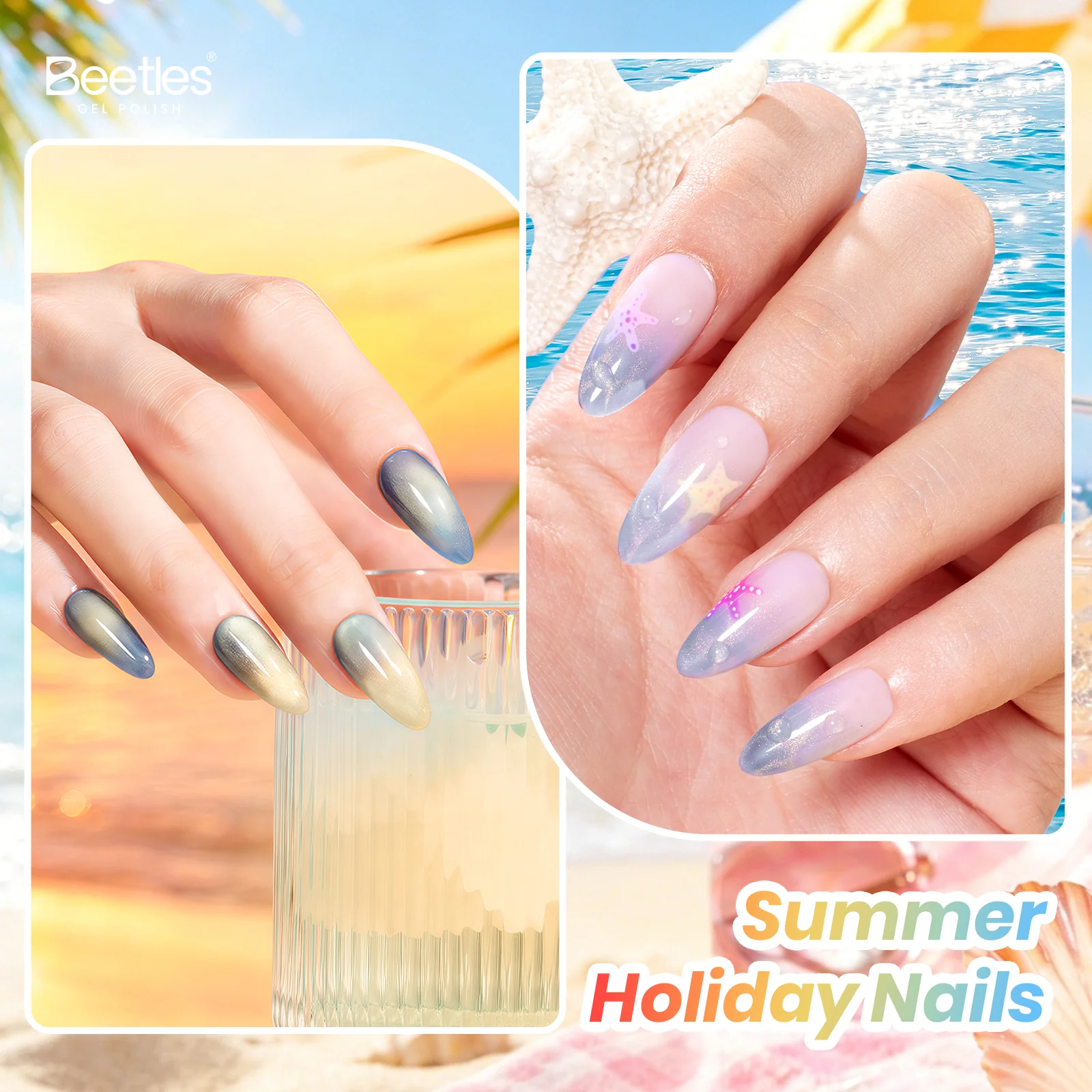 Beetles Summer Voyage - Saltmist Sunset Cat Eye Gel Neon Summer Nails 6 Colors Gel Polish Set 9ml - Image 7