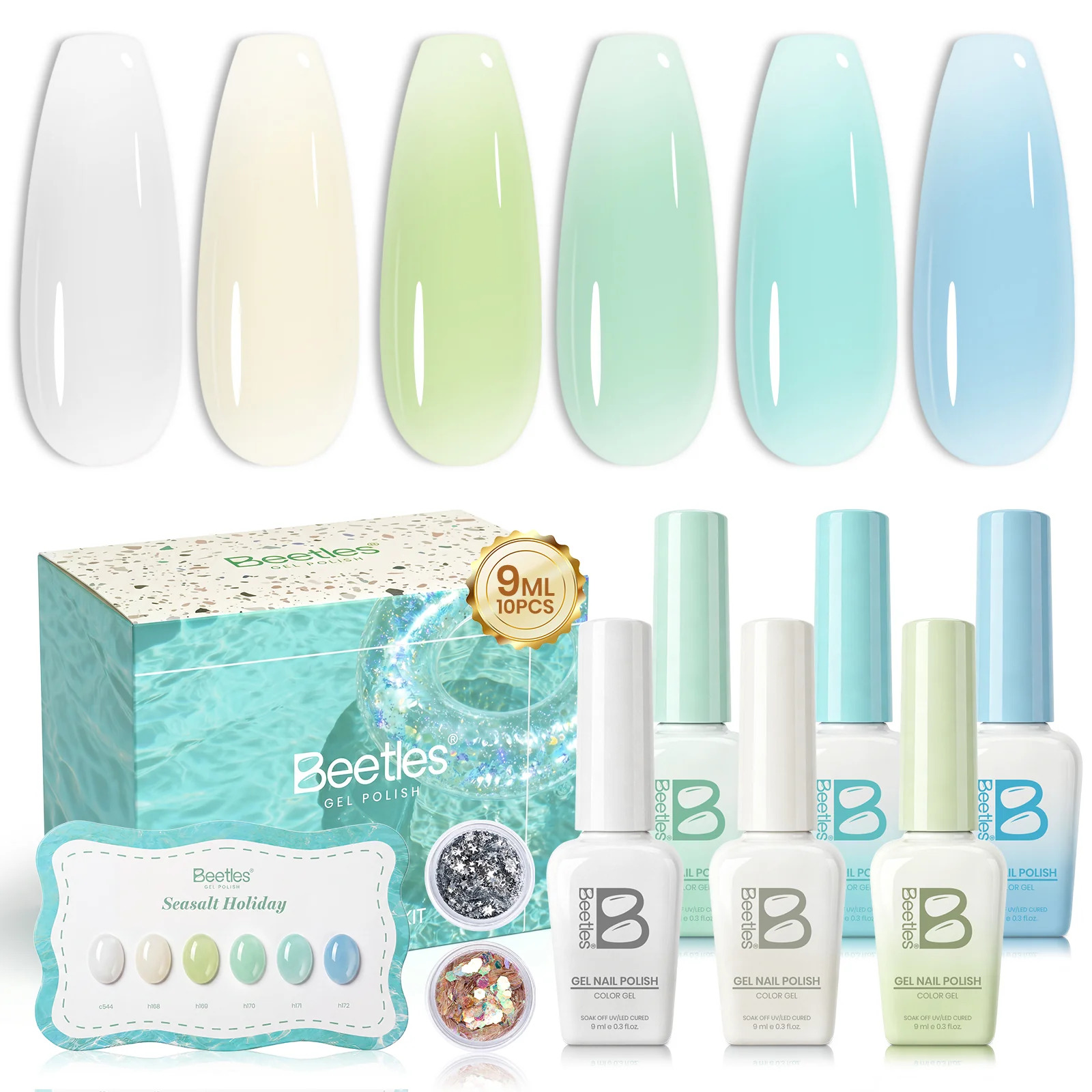 Beetles Summer Voyage - Seasalt Holiday Gel Summer Nails 6 Colors Gel Polish Set 9ml - Image 3